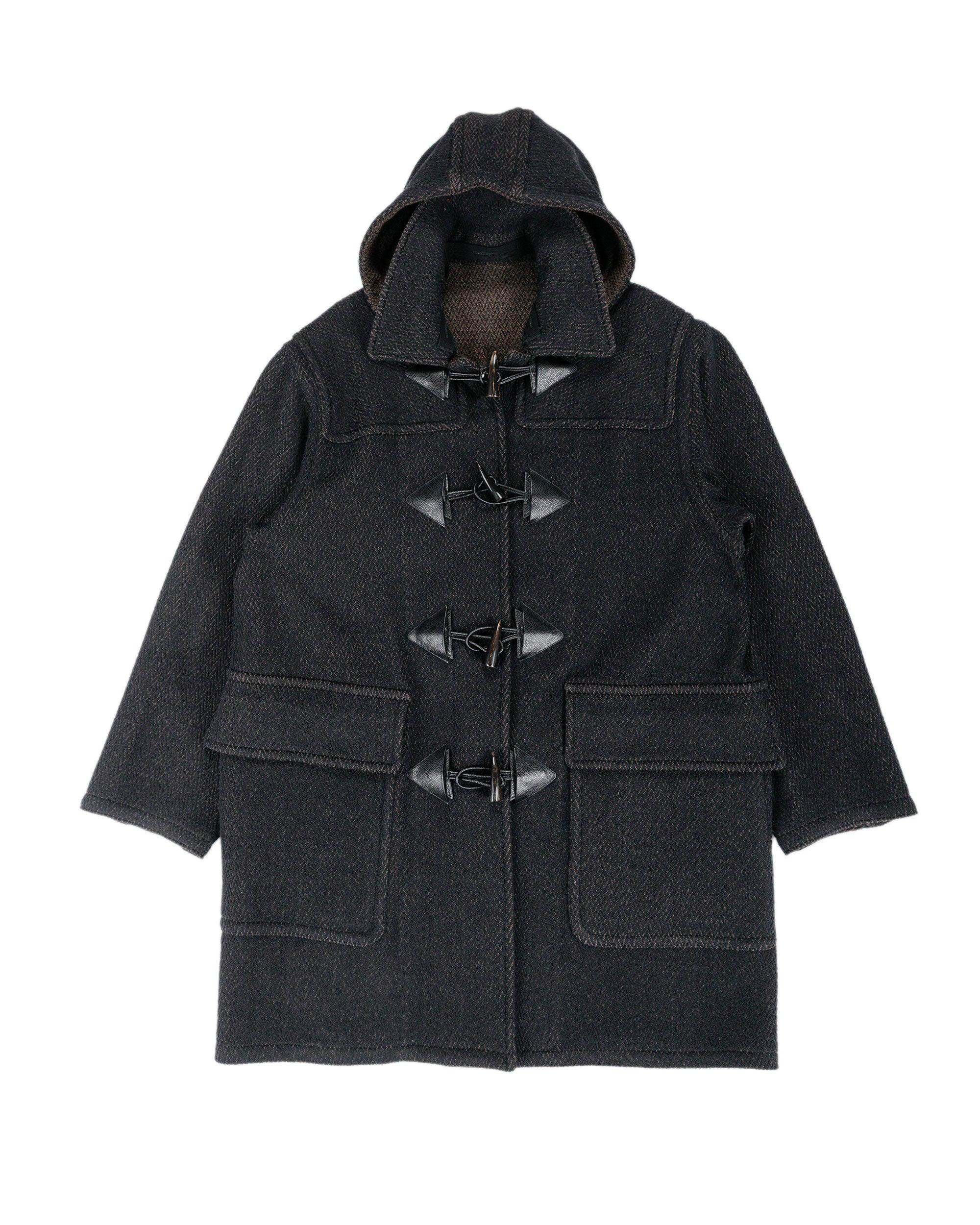 H. Pierre Lily-Yarn Herringbone Reversible Duffle Coat Brown/Black