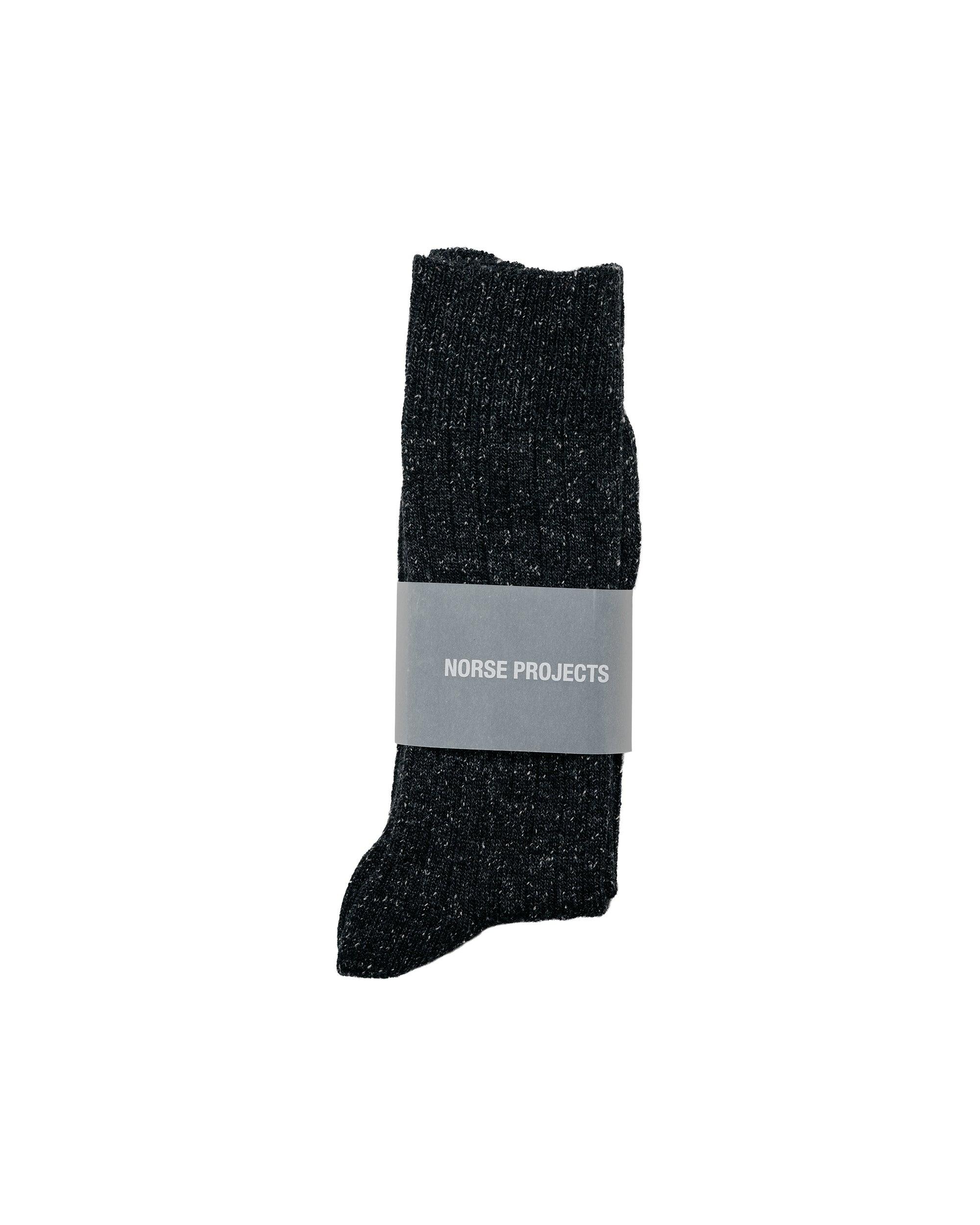 Bykle Neps Wool Rib Sock Charcoal Melange