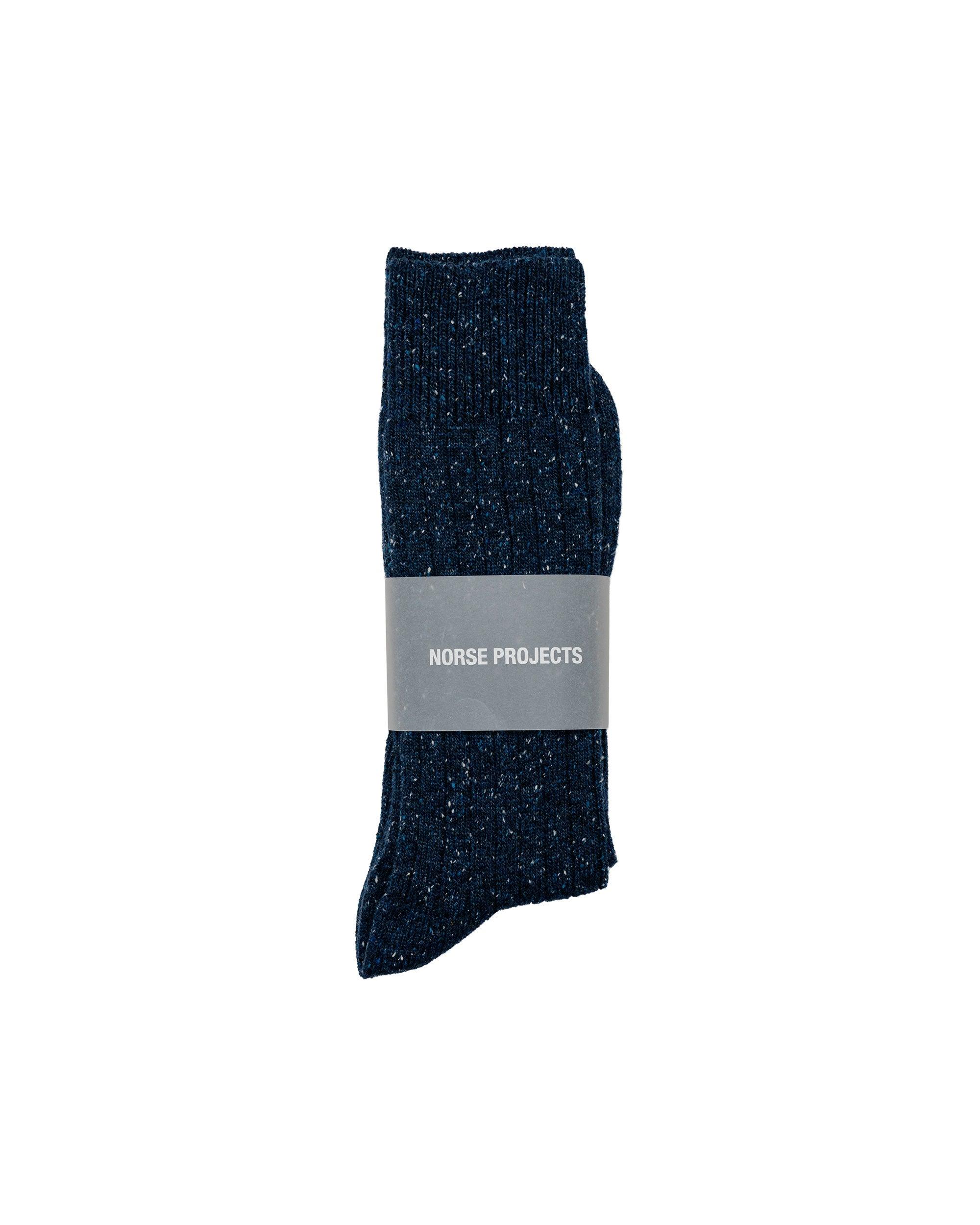 Bykle Neps Wool Rib Sock Dark Navy