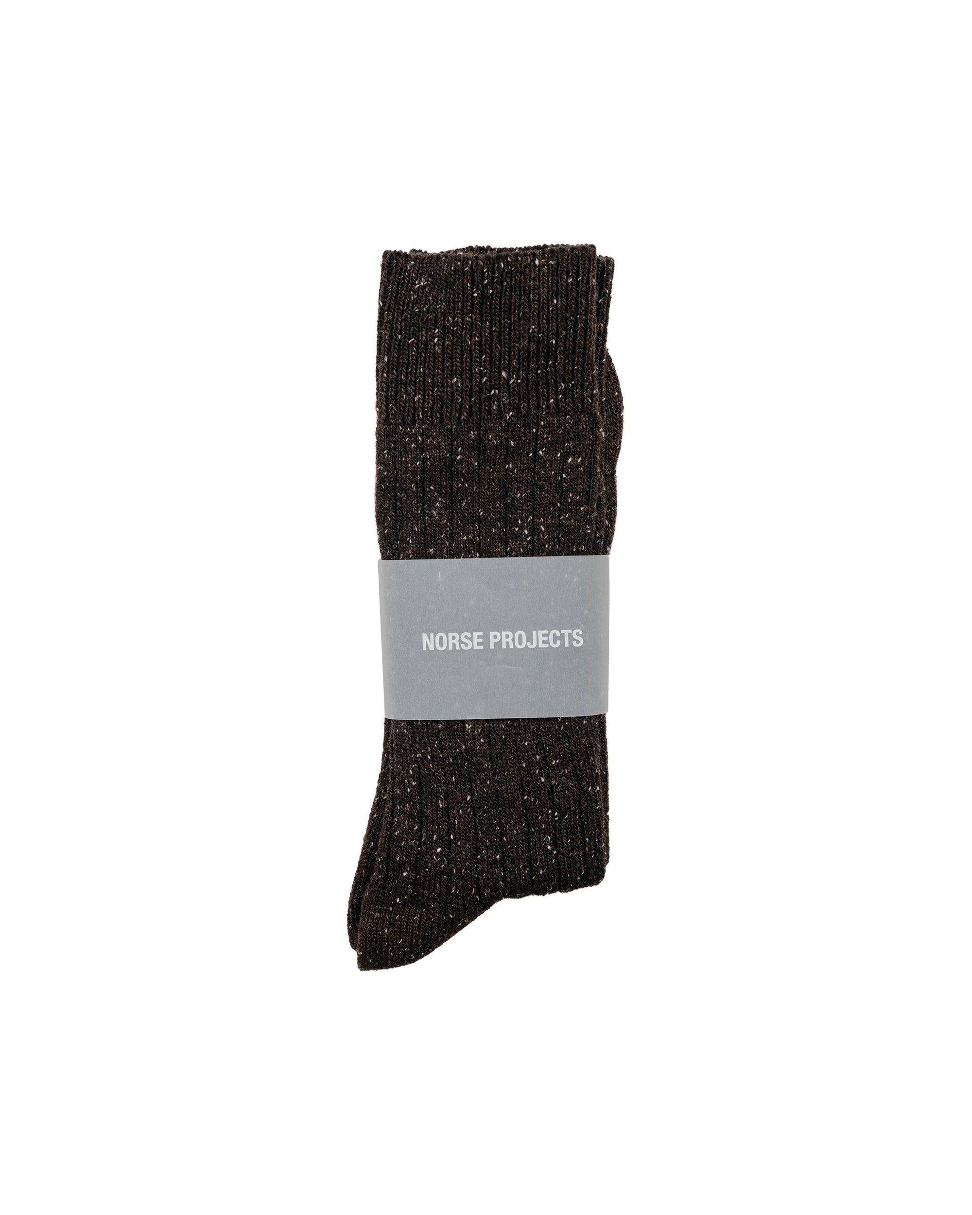 Bykle Neps Wool Rib Sock Seal Brown