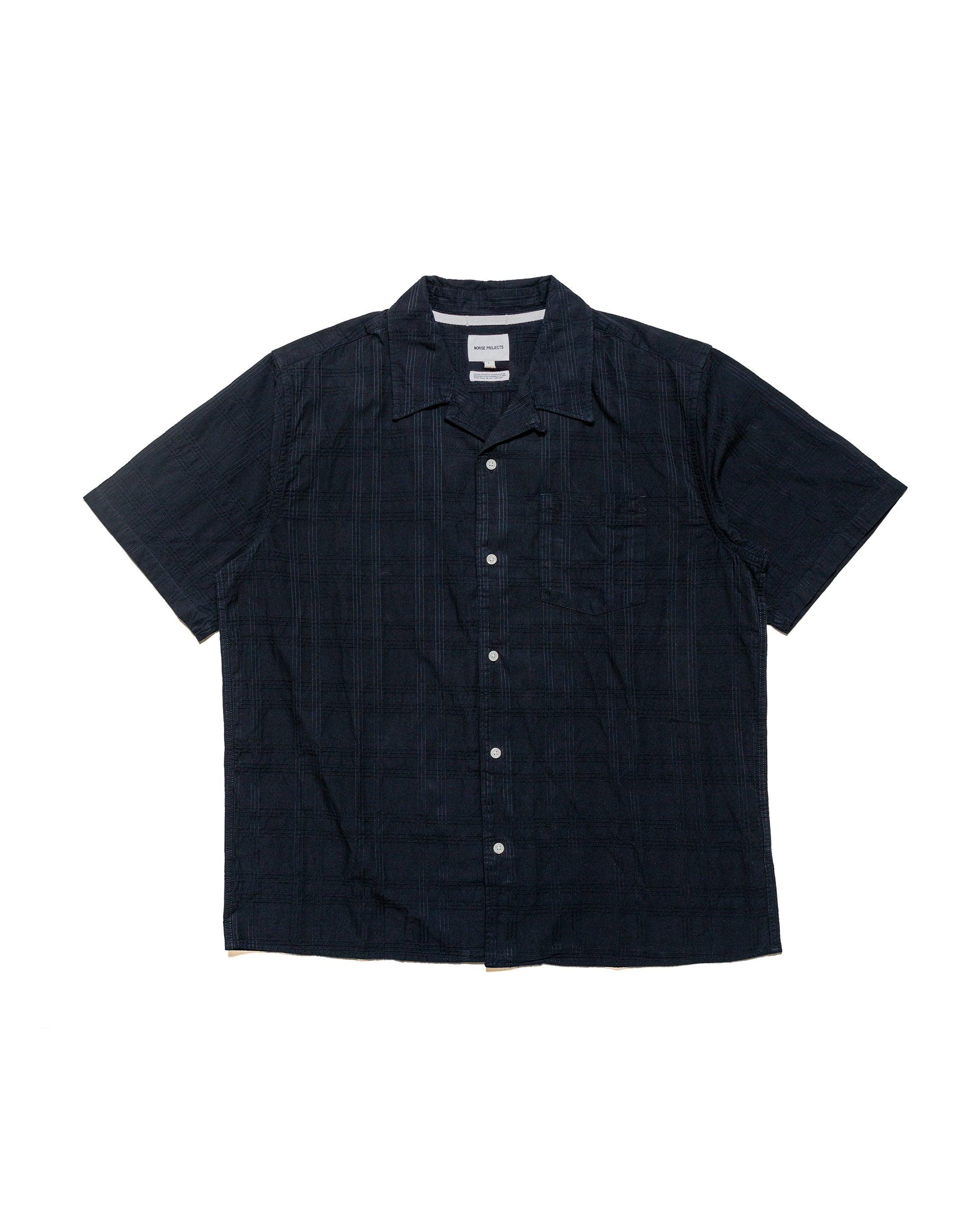 Carsten Relaxed Dobby Check Shirt Dark Navy