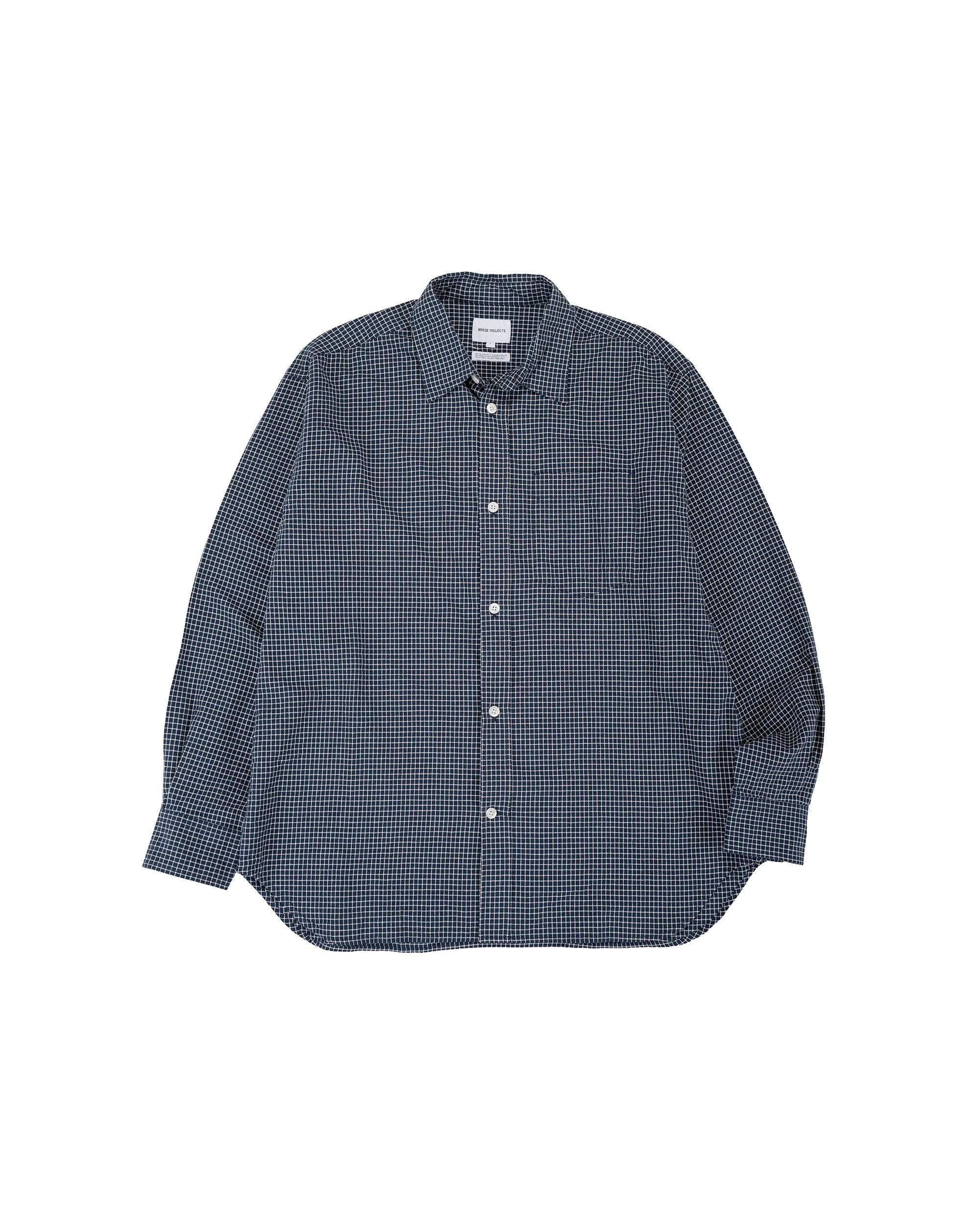 Espevik Check Oversized Shirt Dark Navy