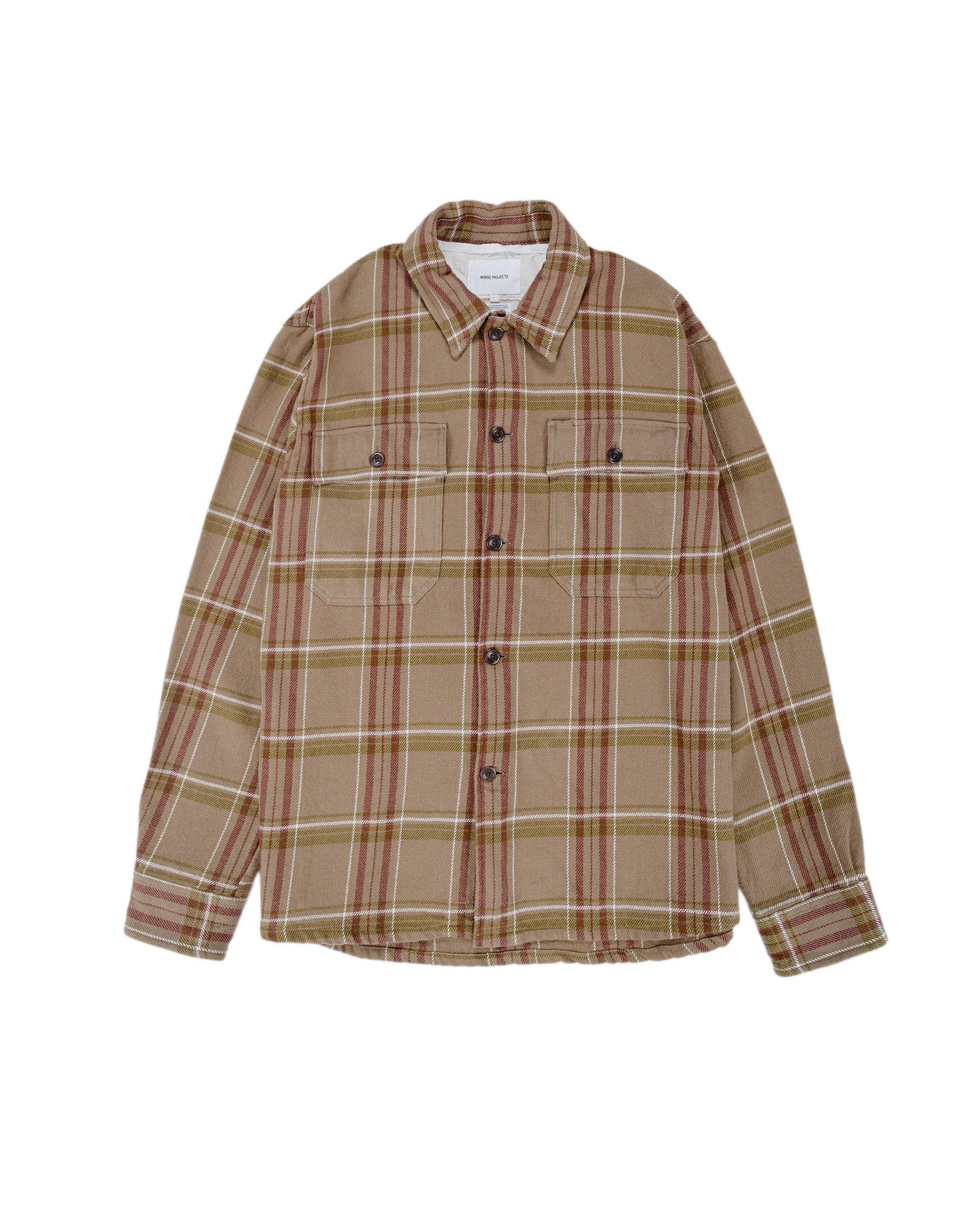 Hjalmer Heavy Twill Check Overshirt Walnut