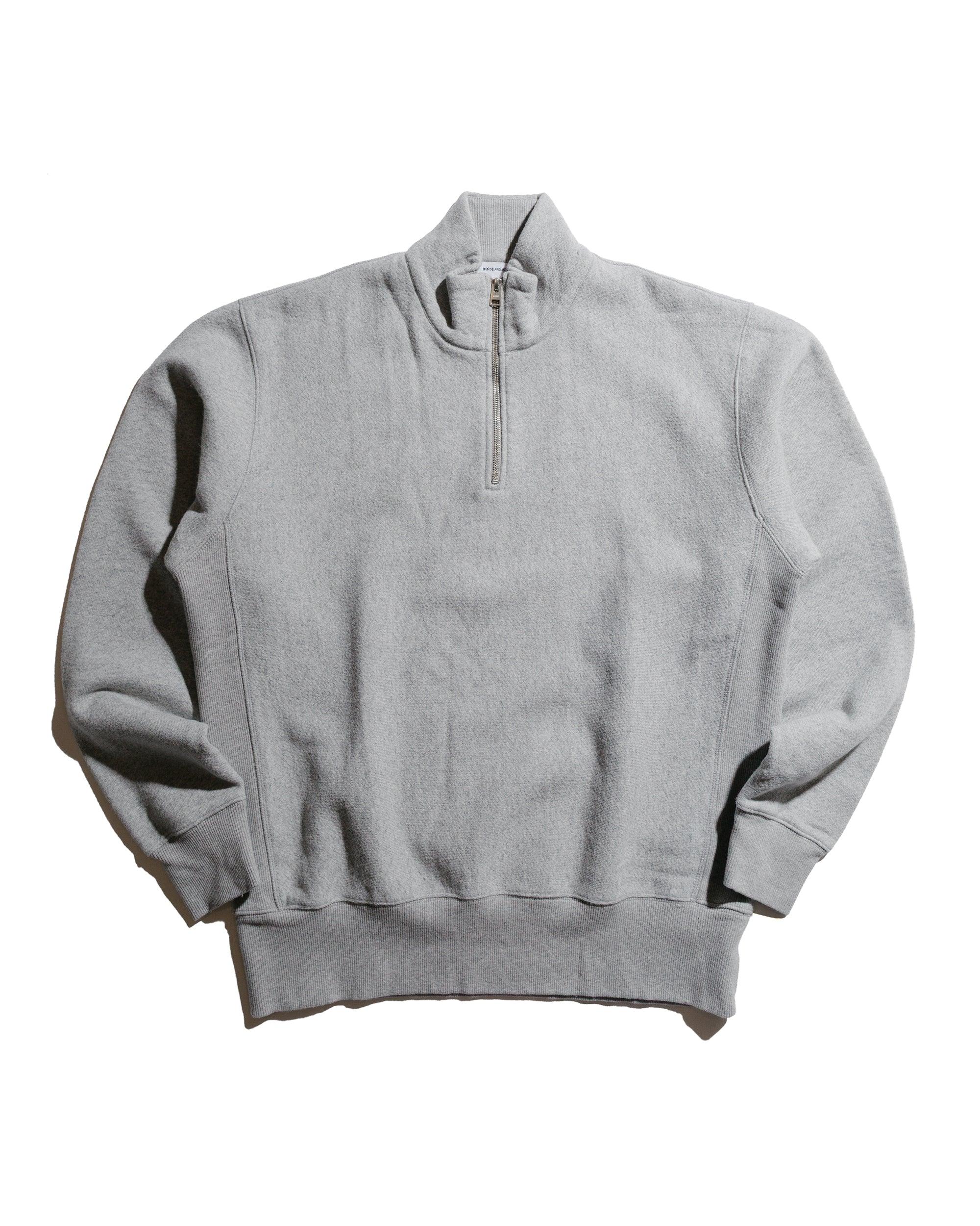 Ketel Relaxed Cotton Wool Half Zip Sweatshirt Grey Melange