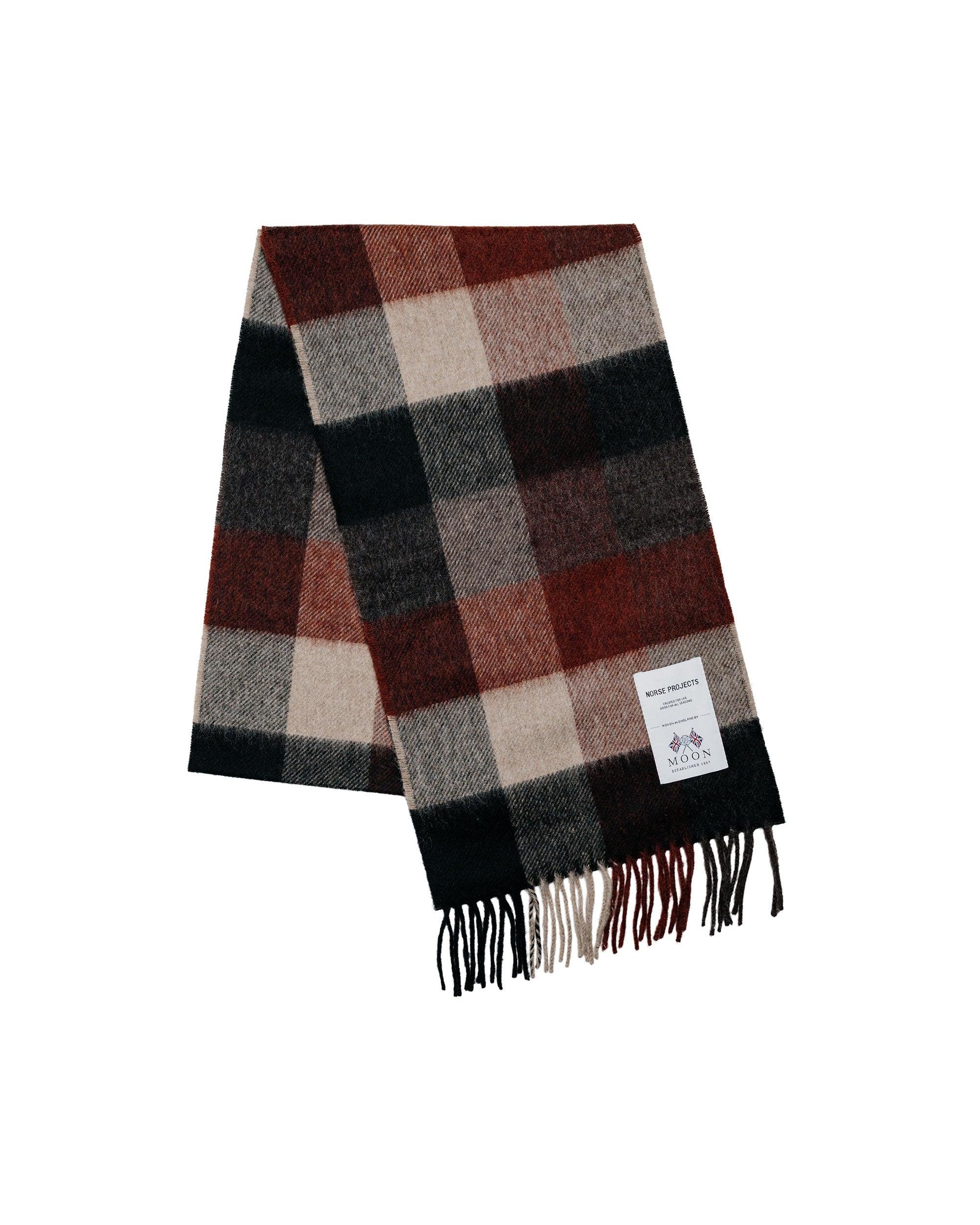 Moon Merino Lambswool Checked Scarf Espresso