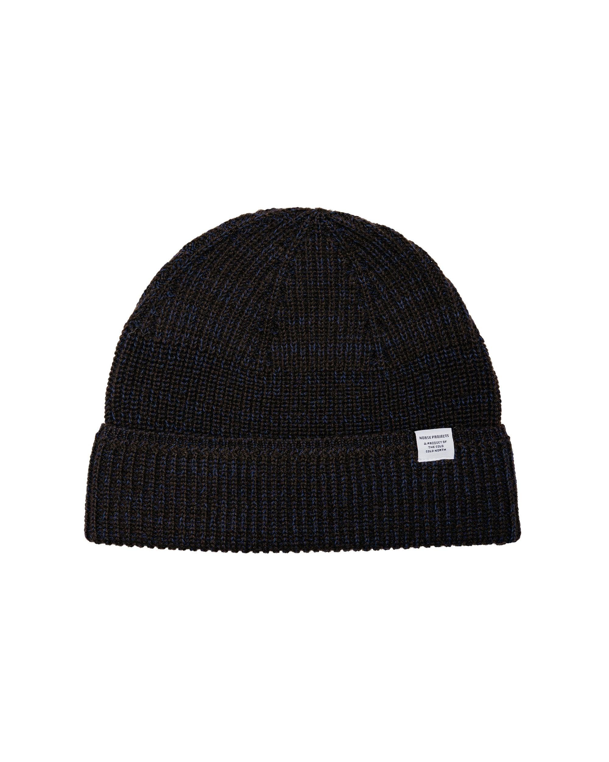 Wool Cotton Rib Beanie Darkest Purple