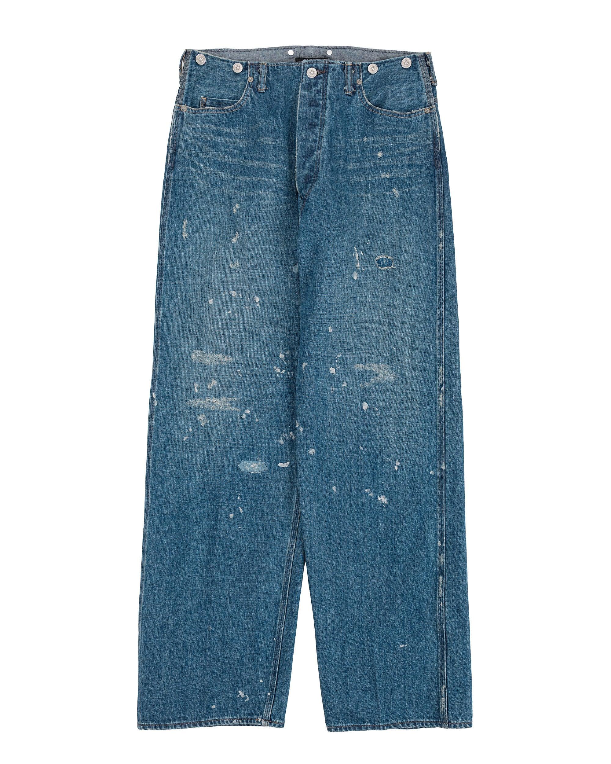 Beltless Waist Jean Trouser"990" (Scar Face & Paint) Indigo