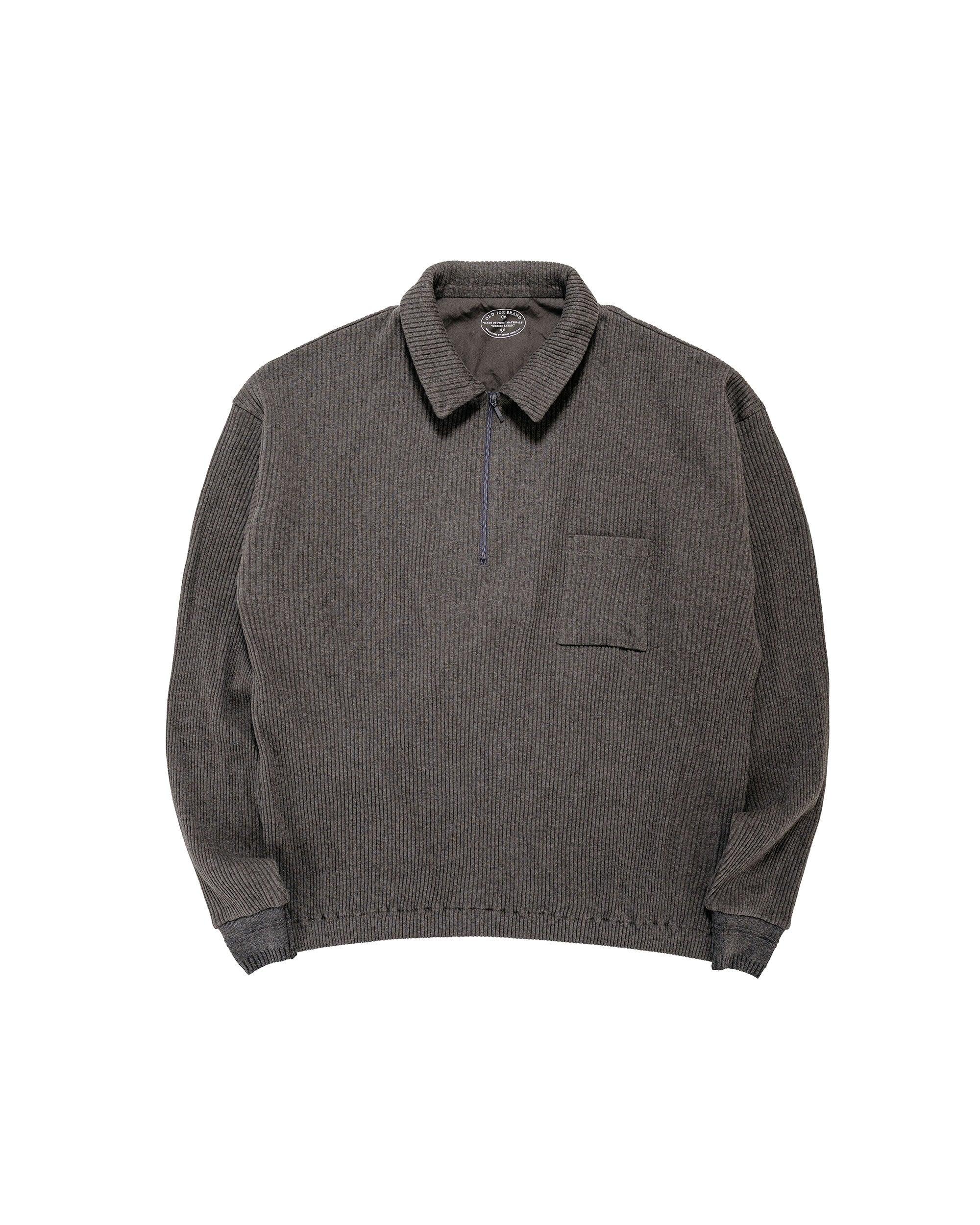 Quater Zip Cotton Yak Ribed Shirts Graphite