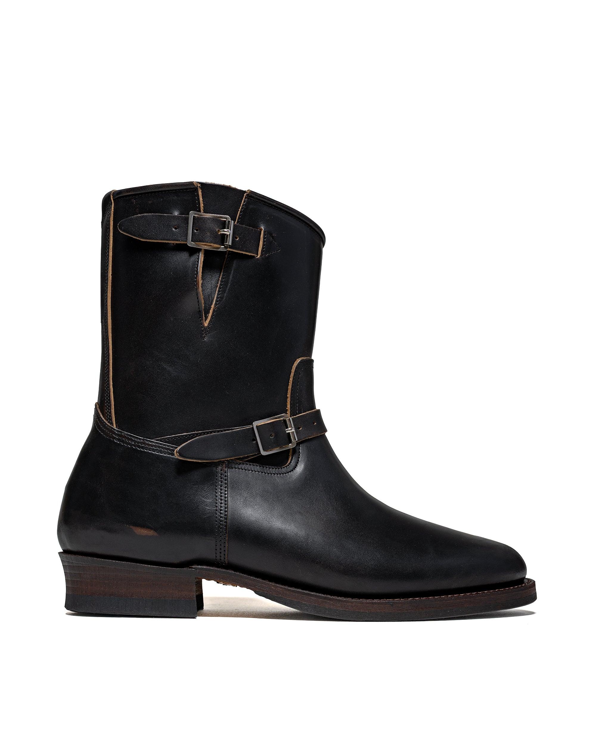 'The Engineer' Artisan Leather Engineer Boots Black Brown Horse Butt