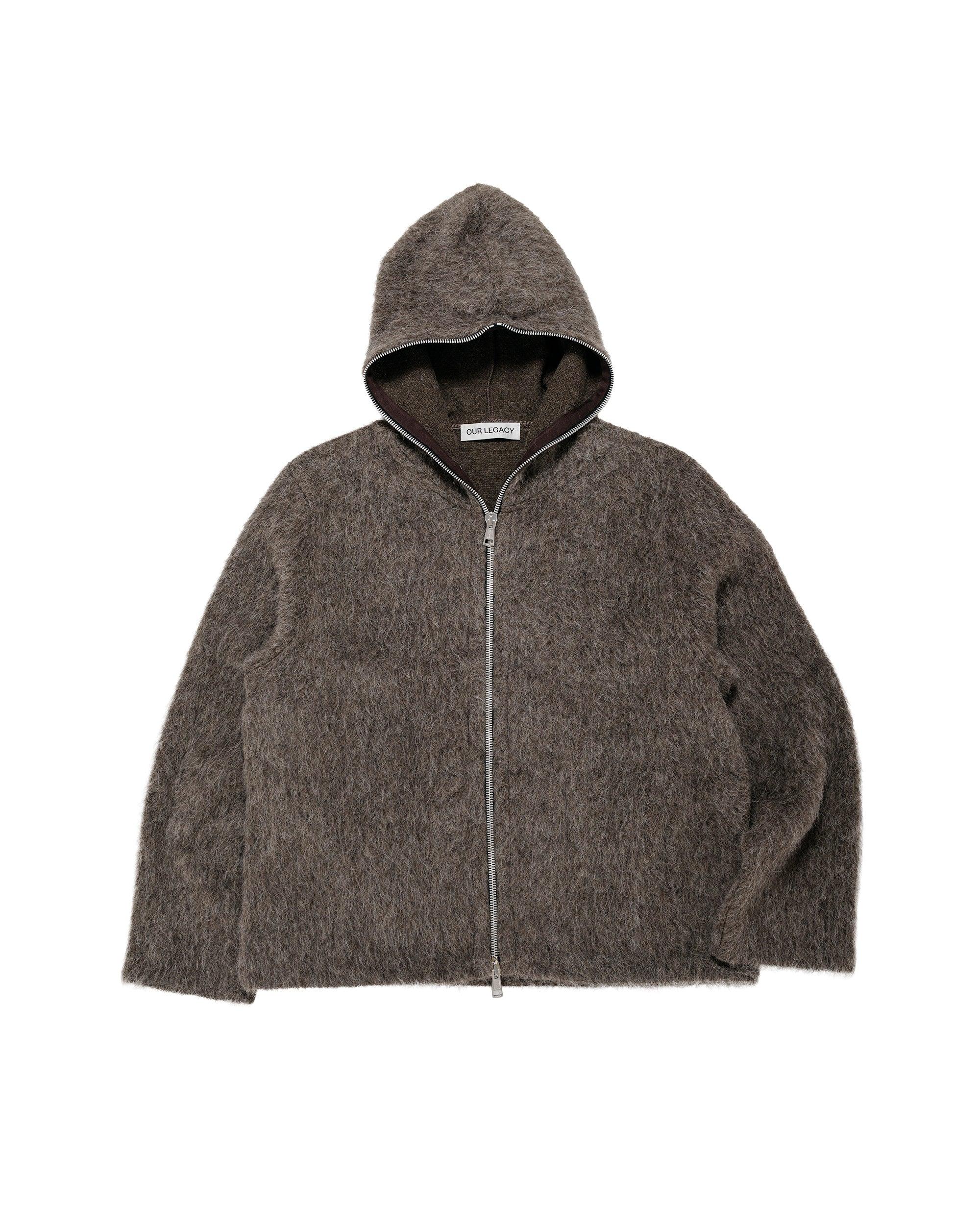 Full Zip Hood Mole Grey Hairy Wool