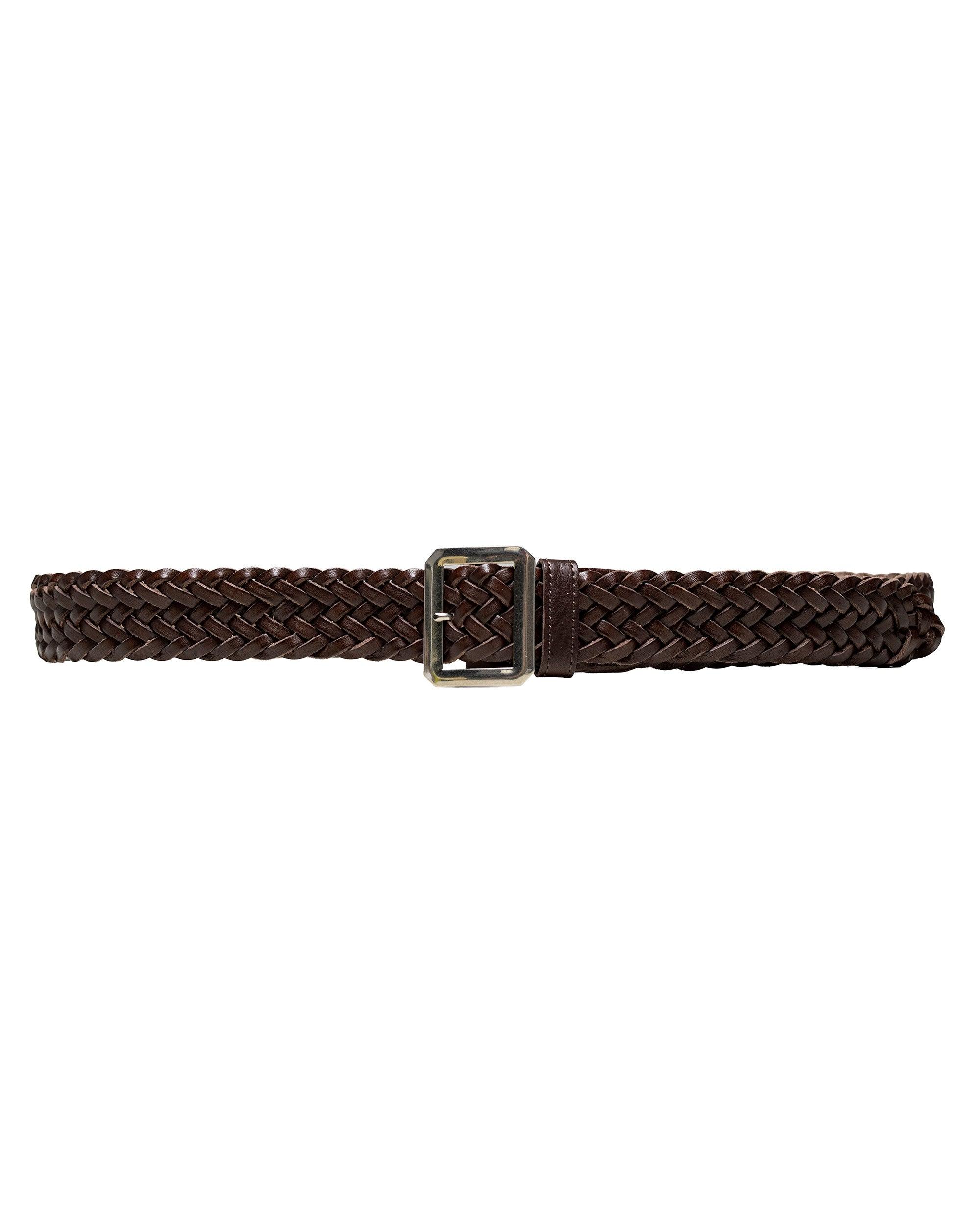 Leather Mesh Belt Brown
