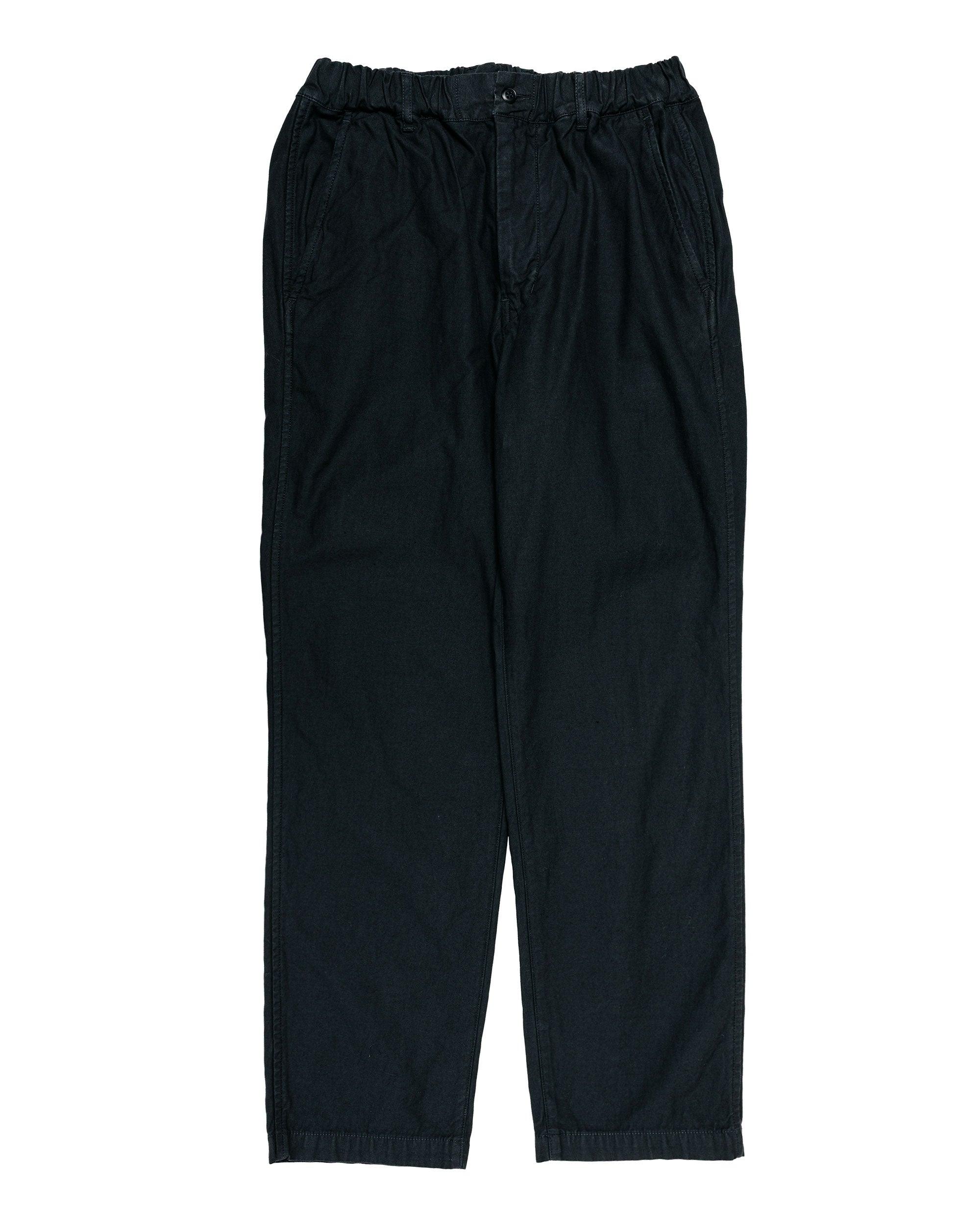 Cotton/Linen Back Satin Tapered Pants Black