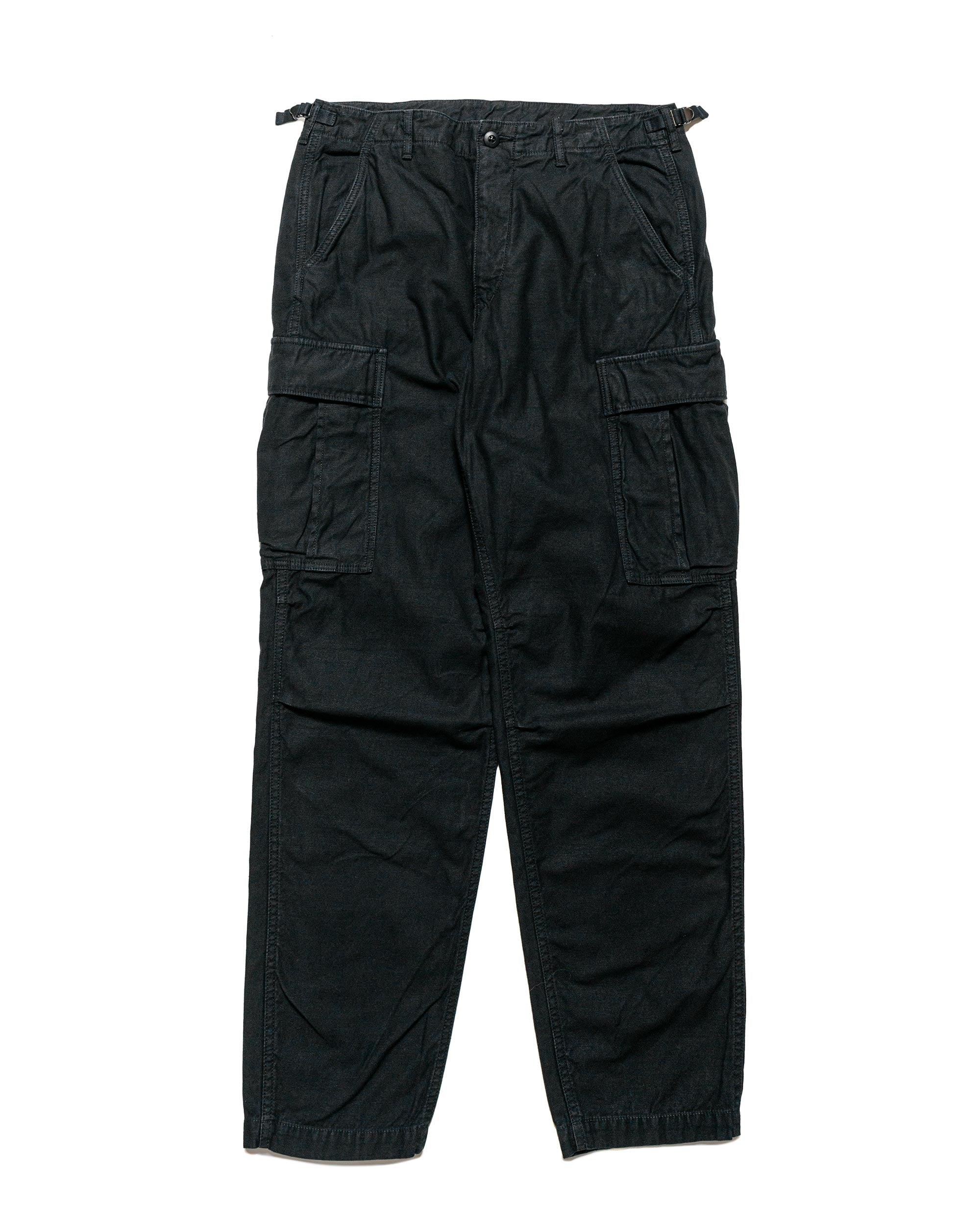 Lost & Found Cotton/Linen Back Satin Cargo Trouser Black