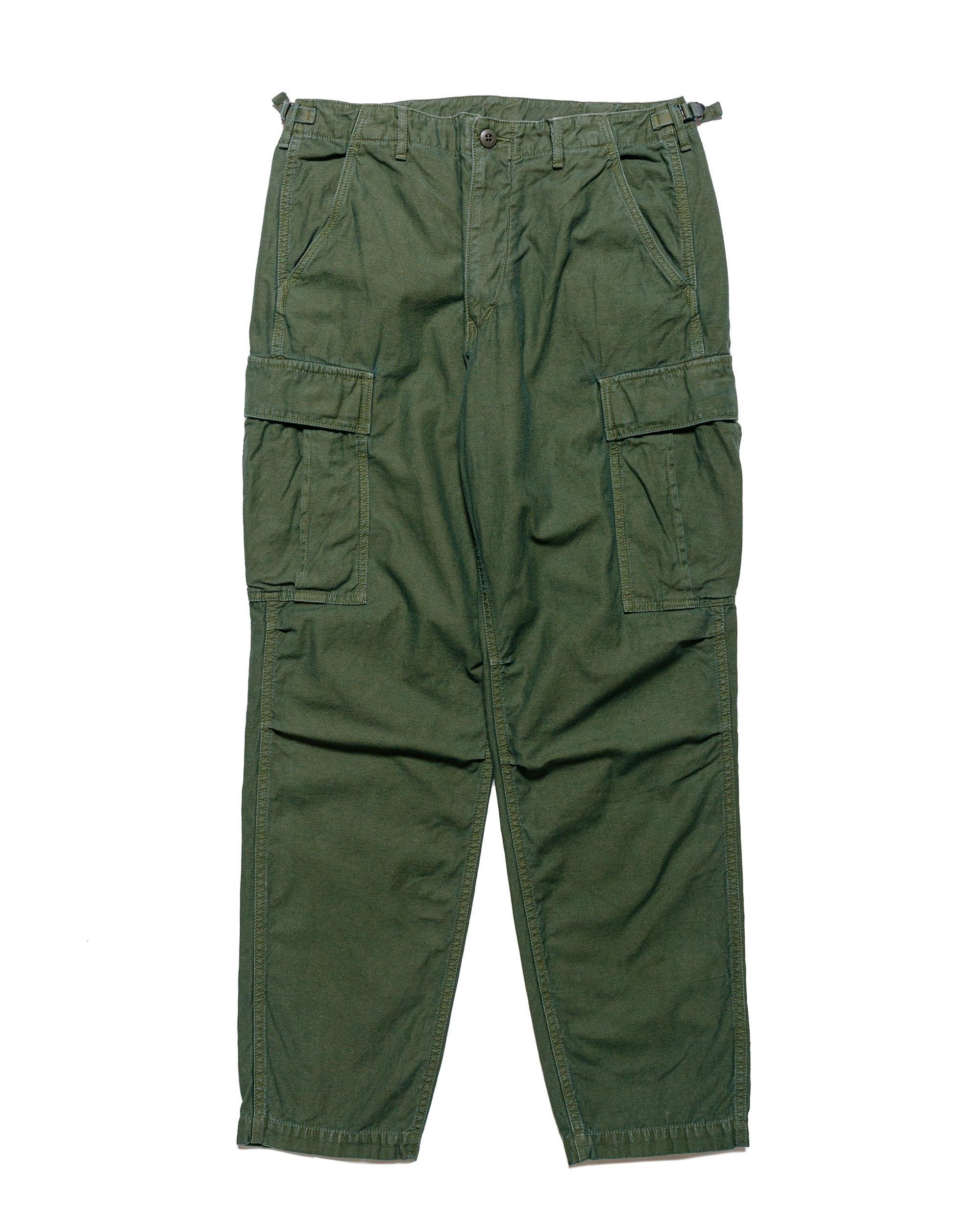 Lost & Found Cotton/Linen Back Satin Cargo Trouser Olive