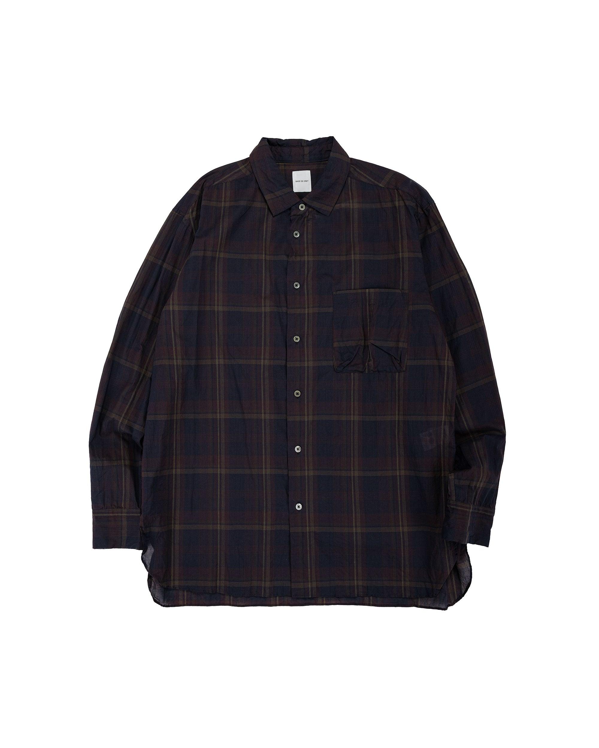 Organic Cotton Madras Pigmnet CT Long Regular Collar Shirt Wine
