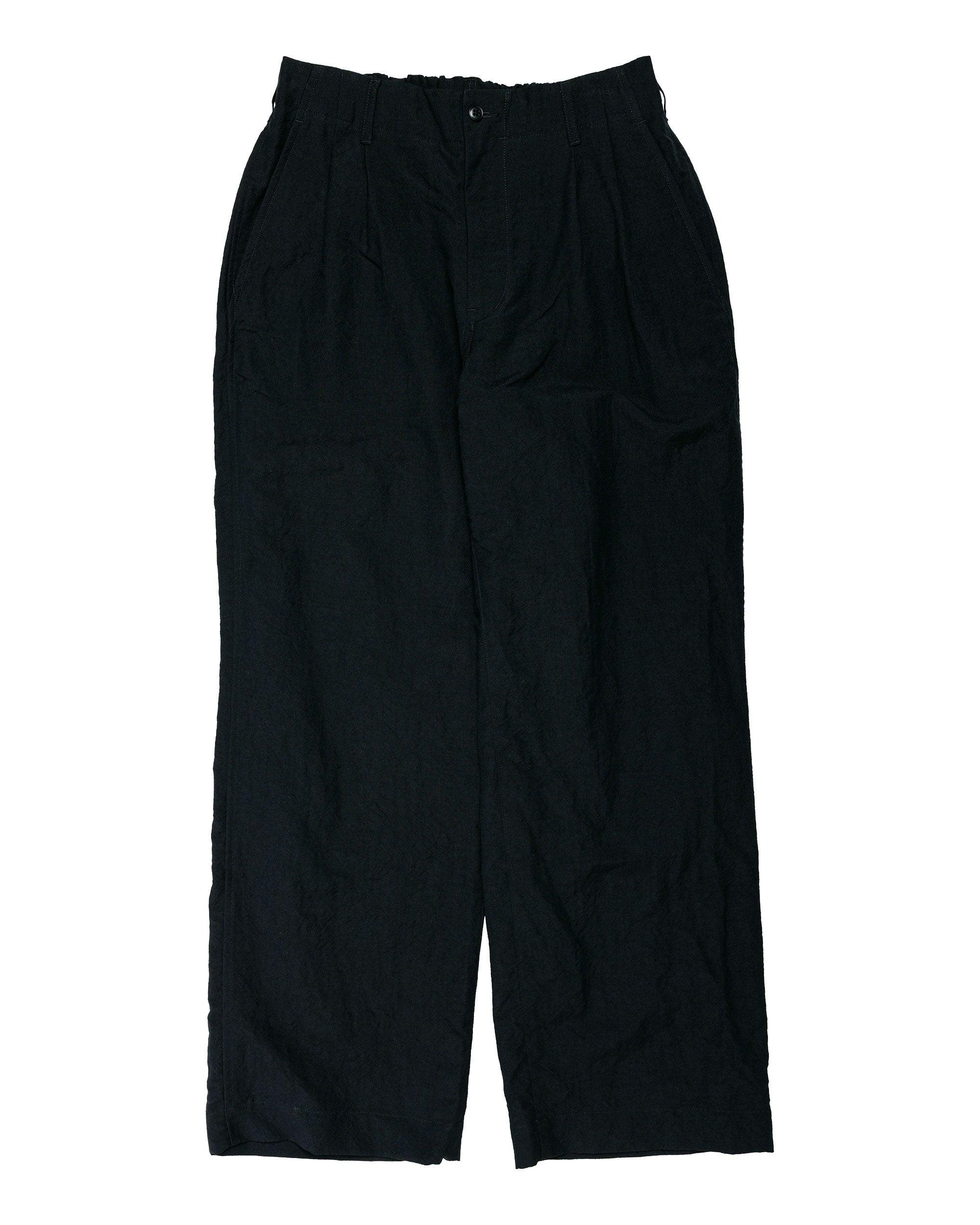 WO/LI Tumble Washed Double Pleated Baggy Pants Black