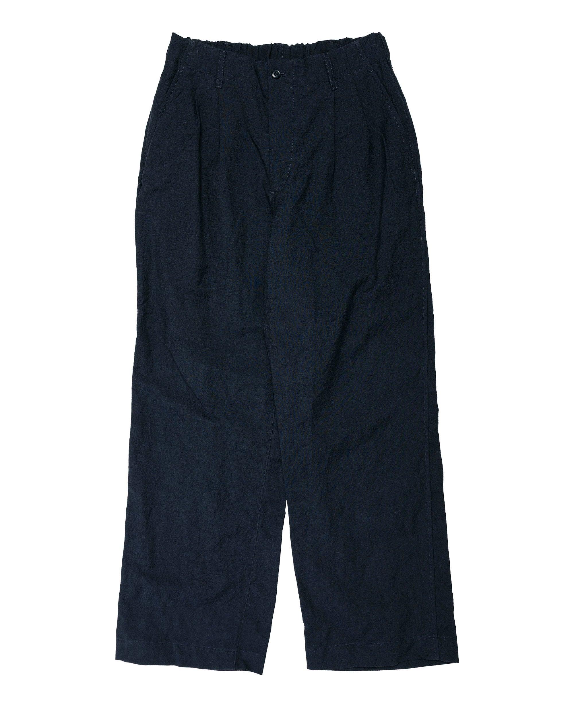 WO/LI Tumble Washed Double Pleated Baggy Pants Navy