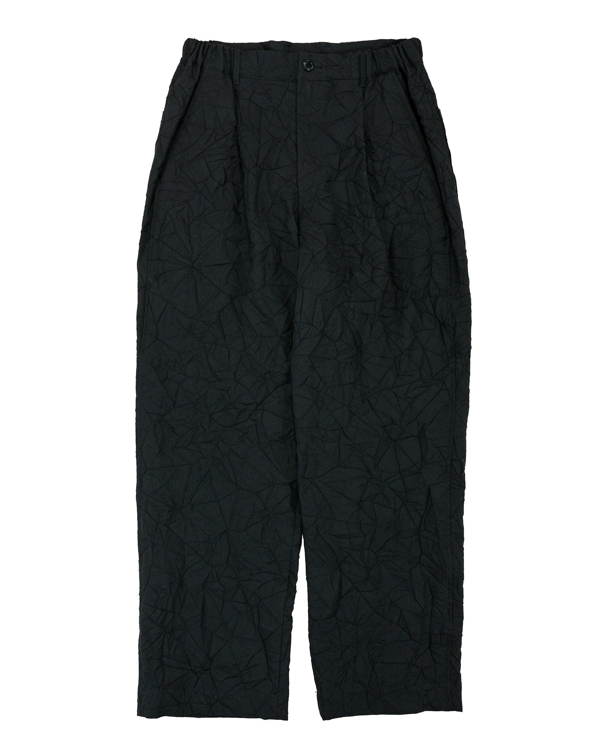 WO/LI Crinkle Single Pleated Wide Pants Black