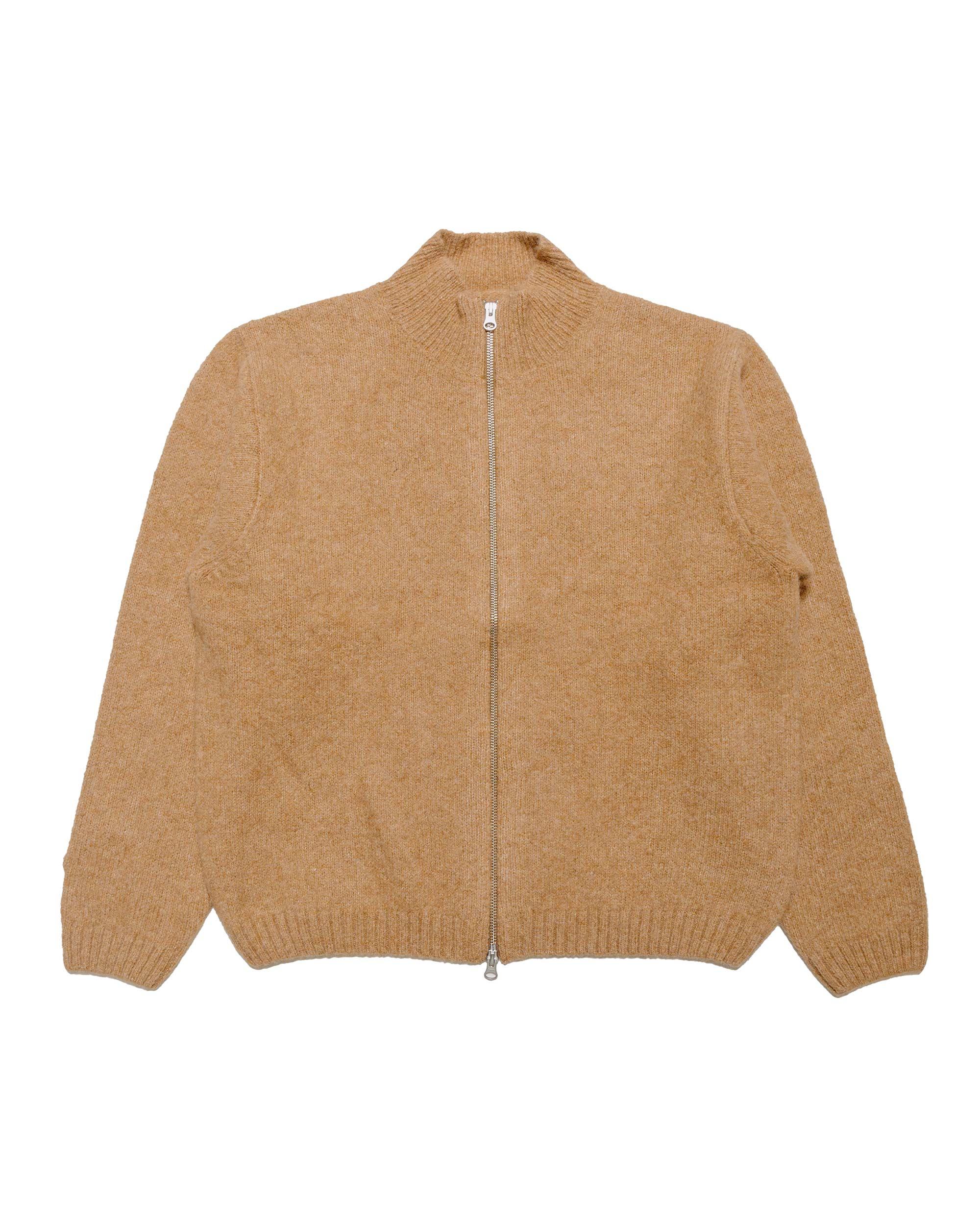 Stüssy Brushed Mock Full Zip Sweater Camel