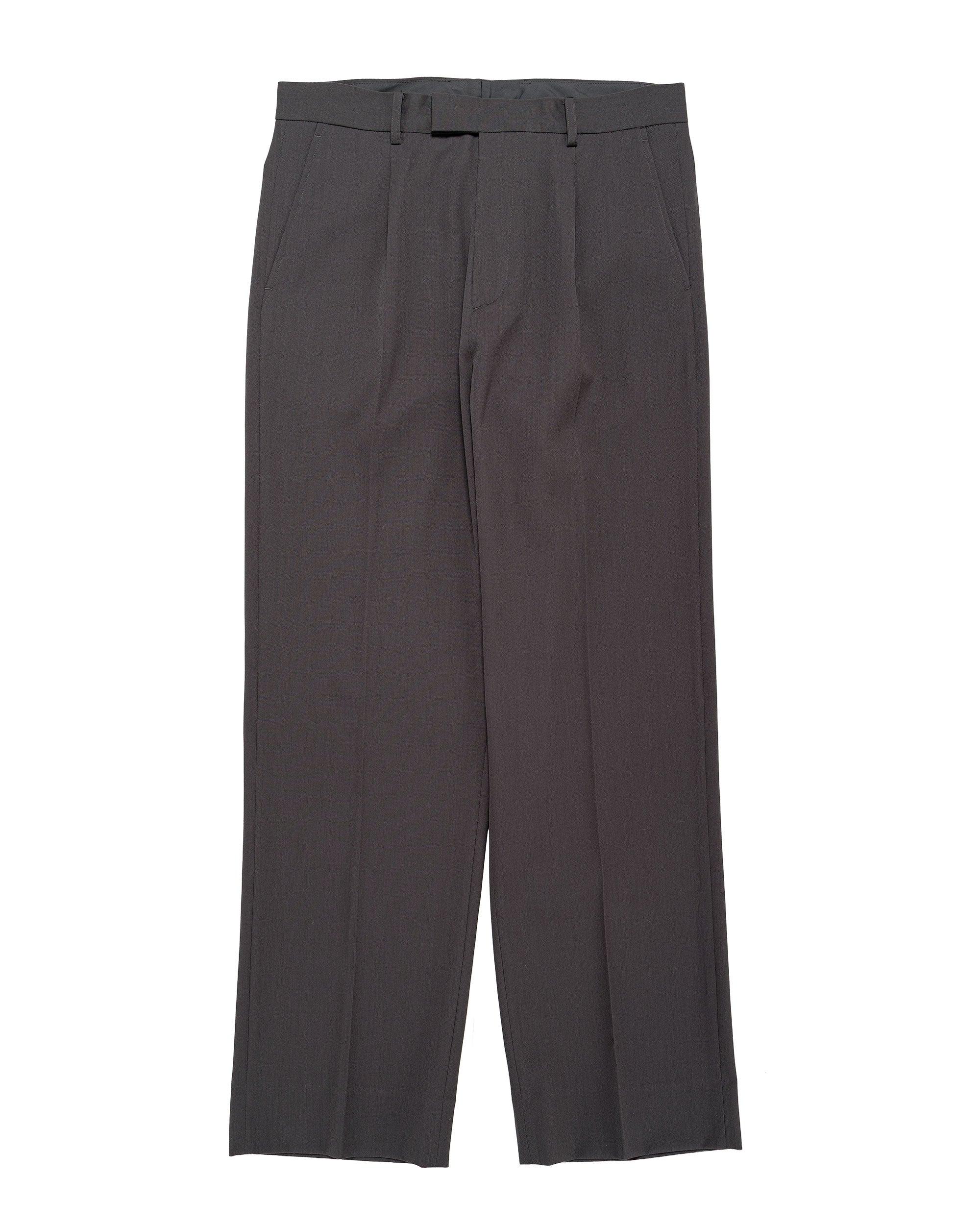 Wool Straight Slacks Charcoal Grey