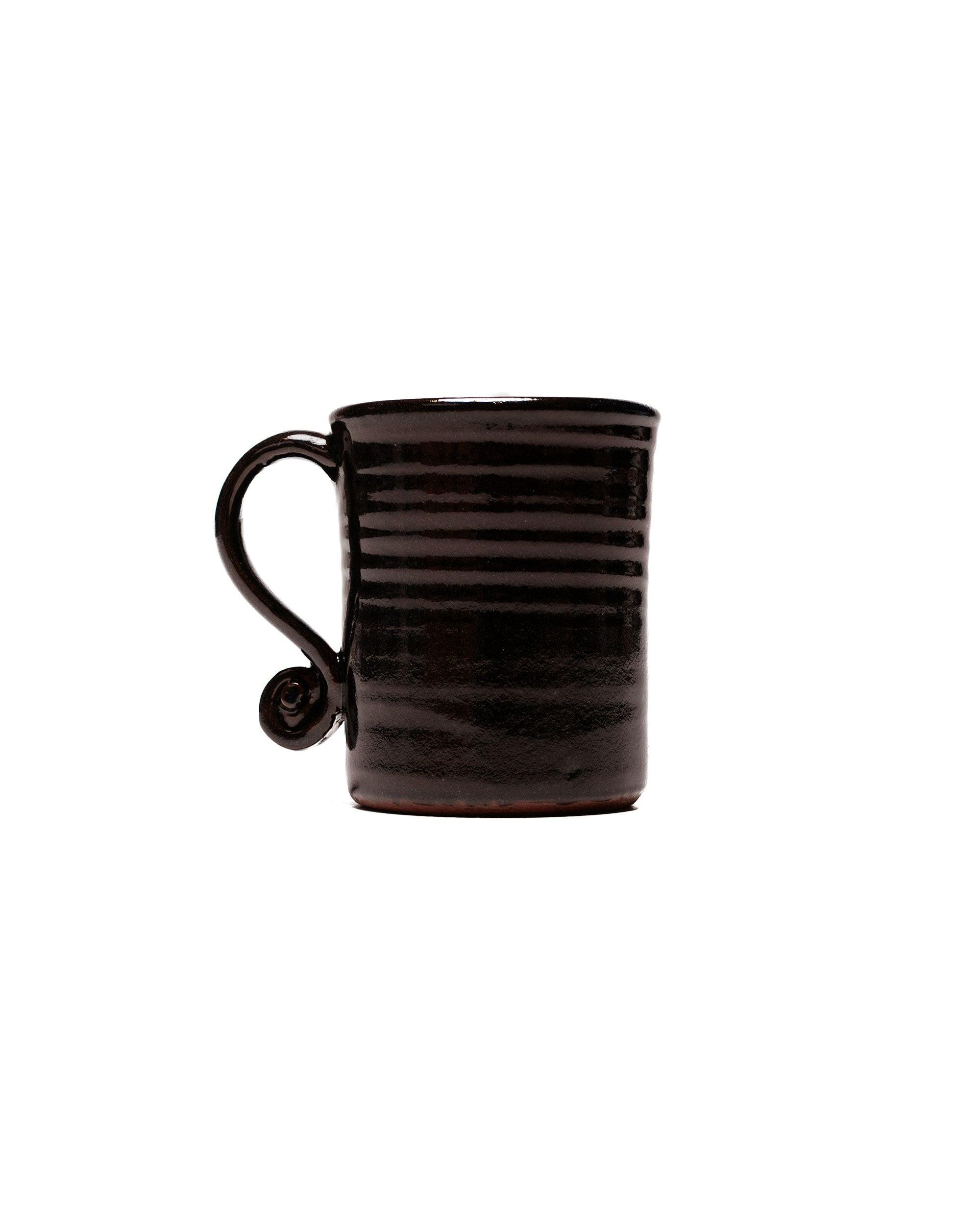 Fiddlehead Mug Red Clay Chocolate Brown Glazed