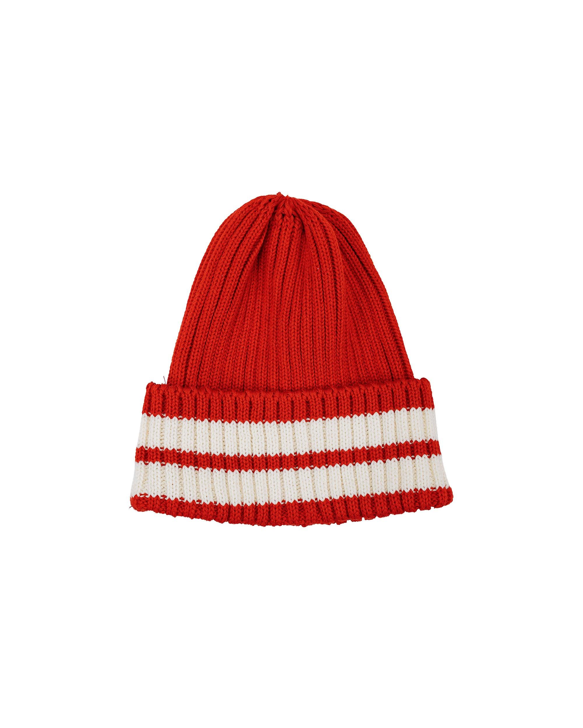 MA26015 Striped Cotton Knit Cap Red