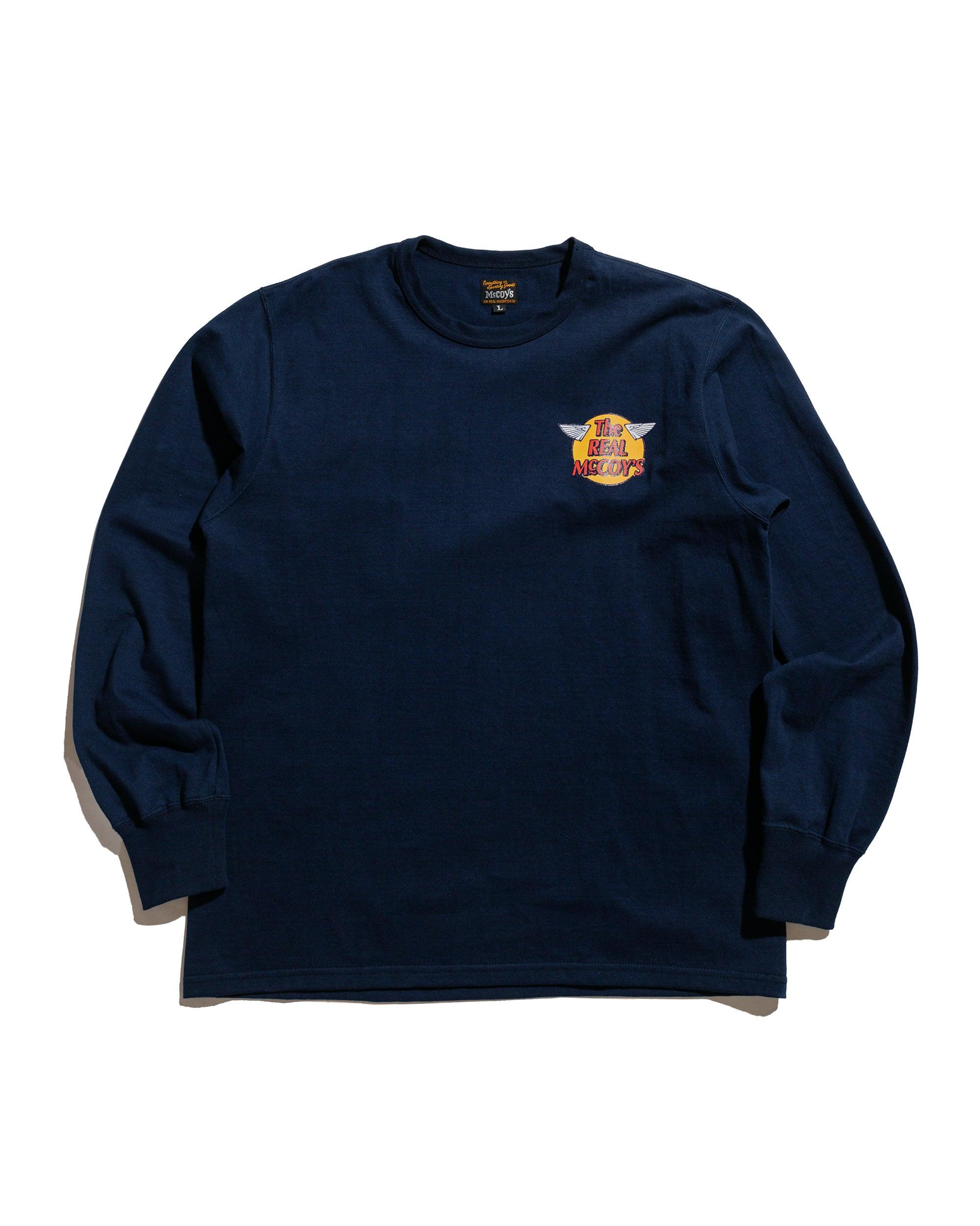 MC24003 The Real McCoy's Logo Tee L/S Navy