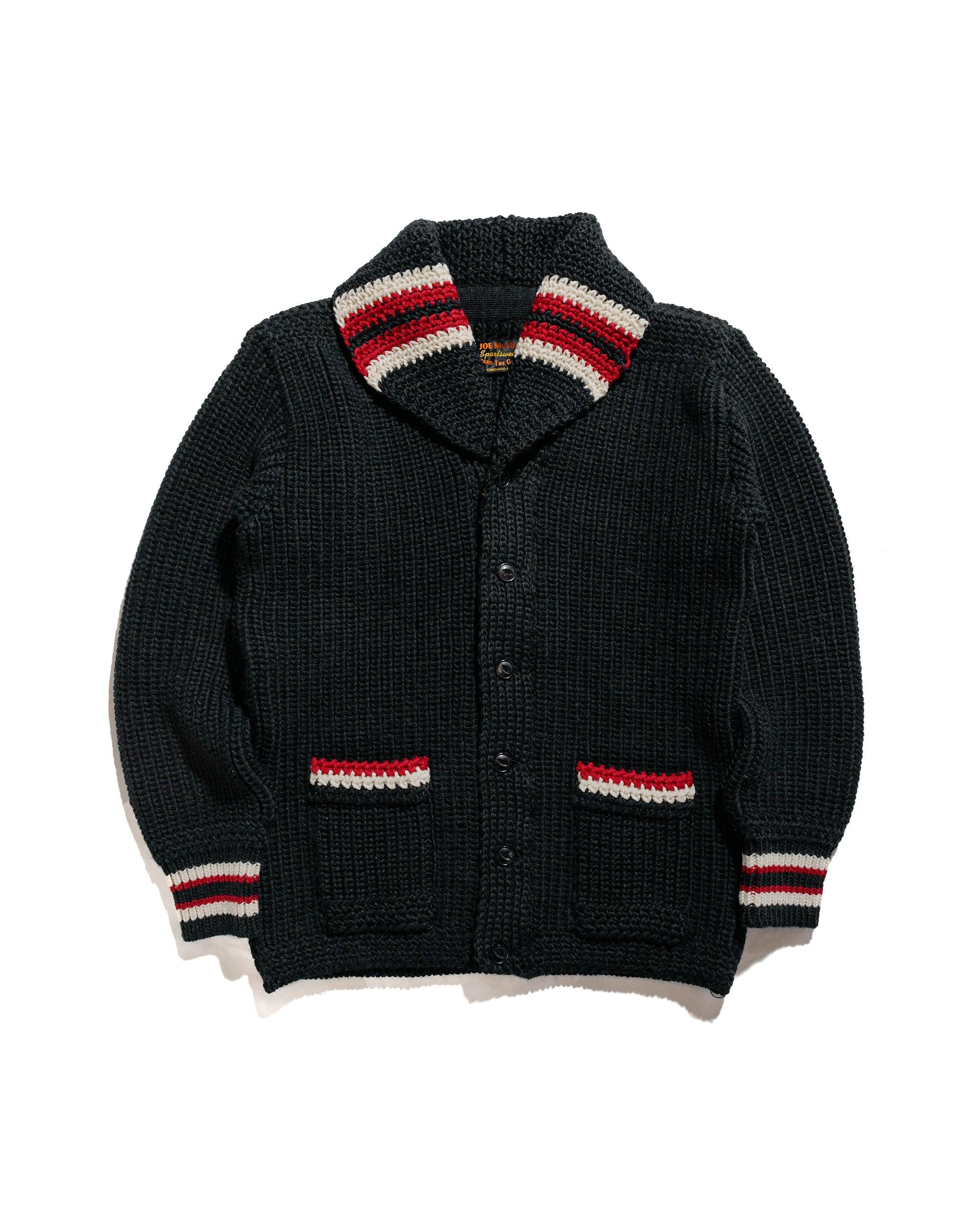 MC24111 Striped Shawl Collar Cardigan Charcoal