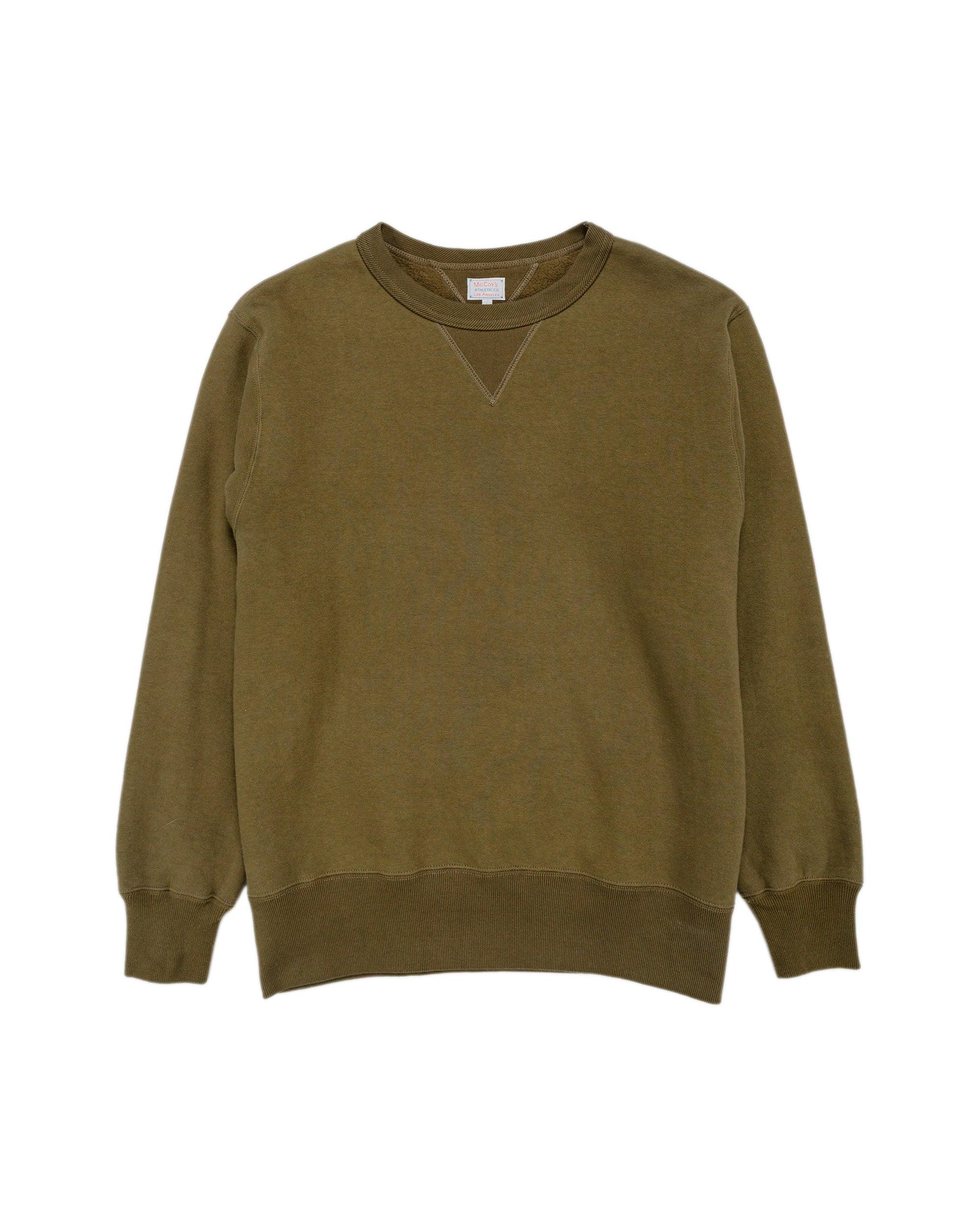 The Real McCoy’s MC24113 10 Oz. Loopwheel Crewneck Sweatshirt Olive