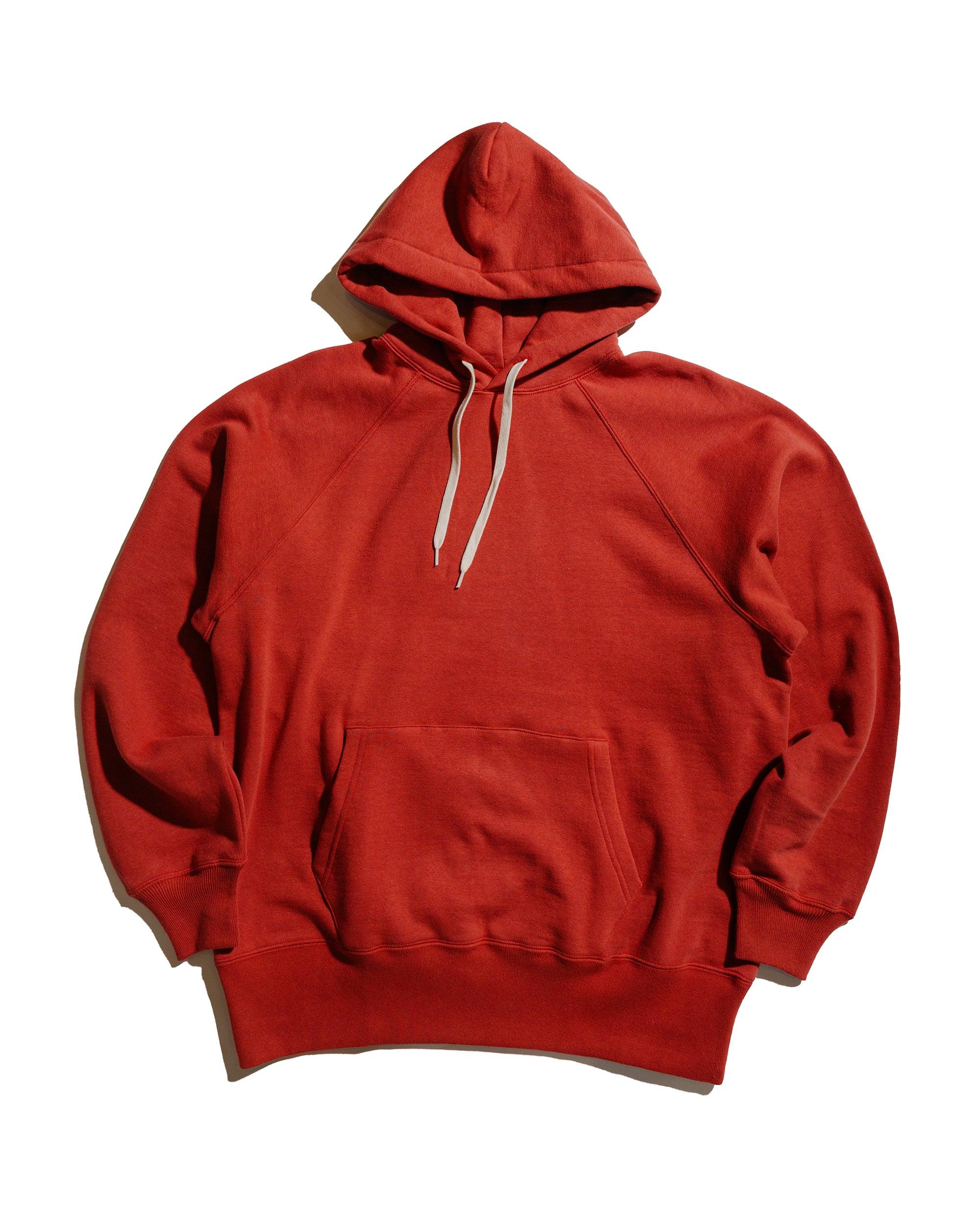 The Real McCoy’s MC24118 9 Oz. Loopwheel Raglan Hooded Sweatshirt Cherry