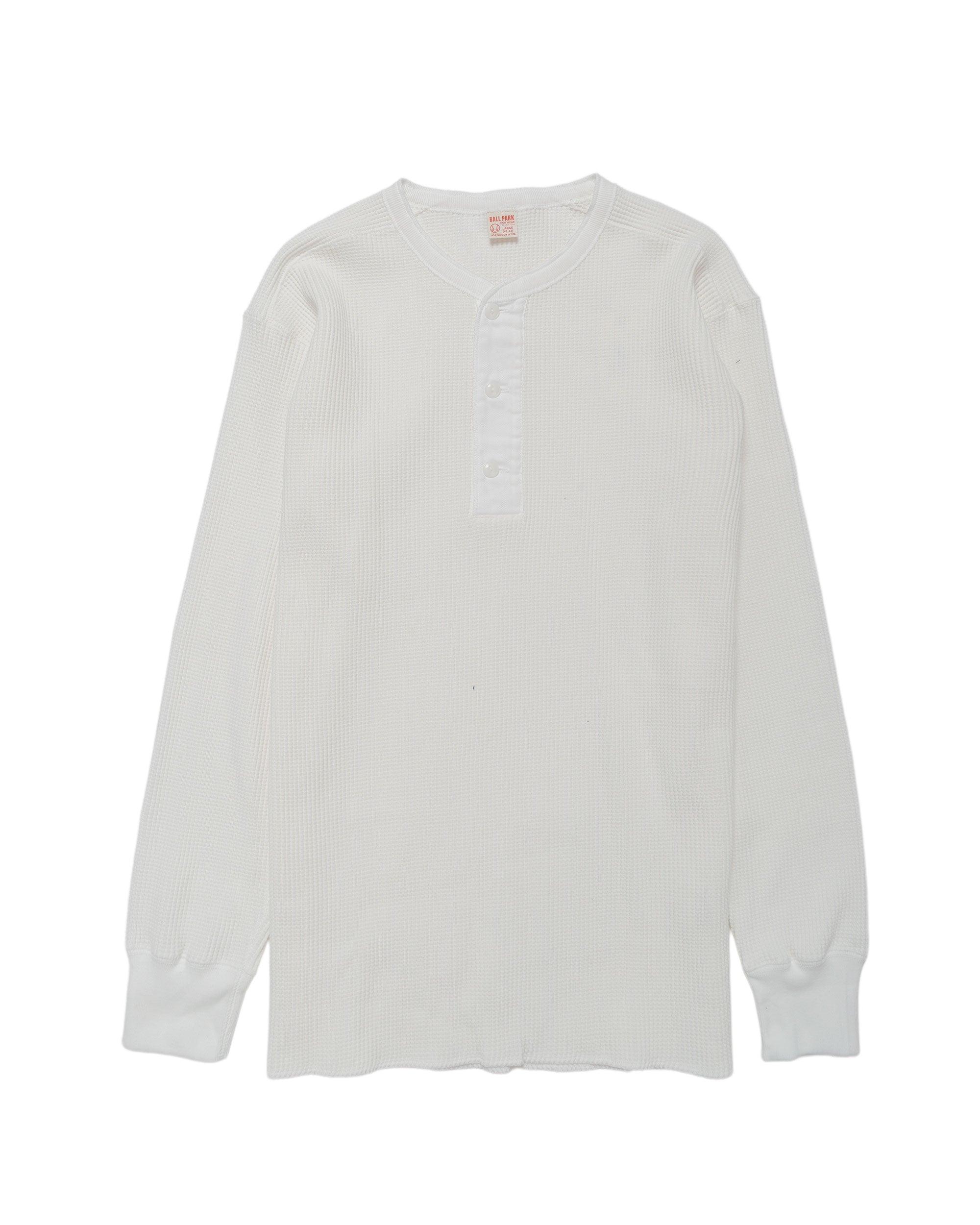 MC24122 Waffle Thermal Henley Undershirt L/S White
