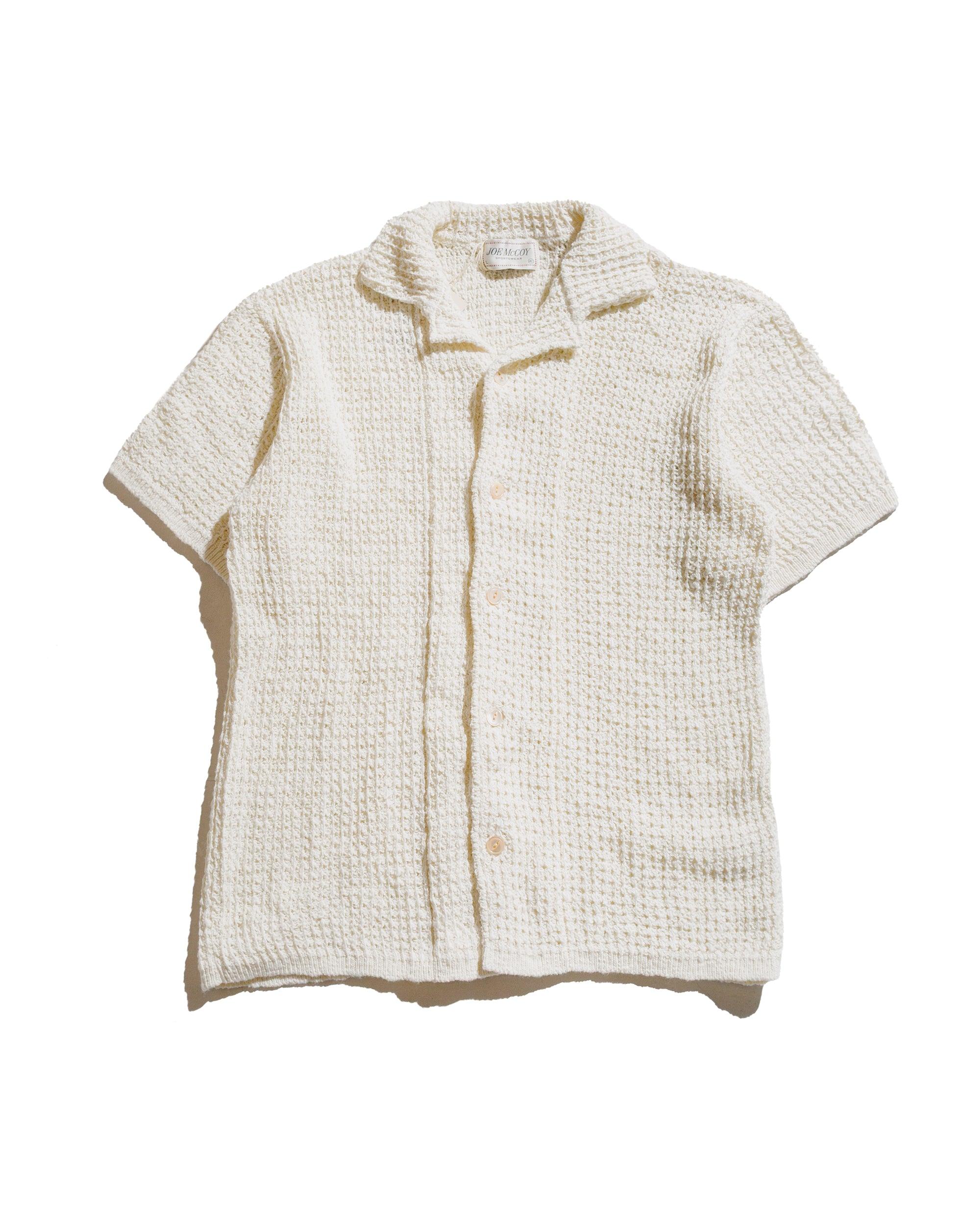 The Real McCoy’s MC25002 Cotton Knitted Button Up Shirt Milk