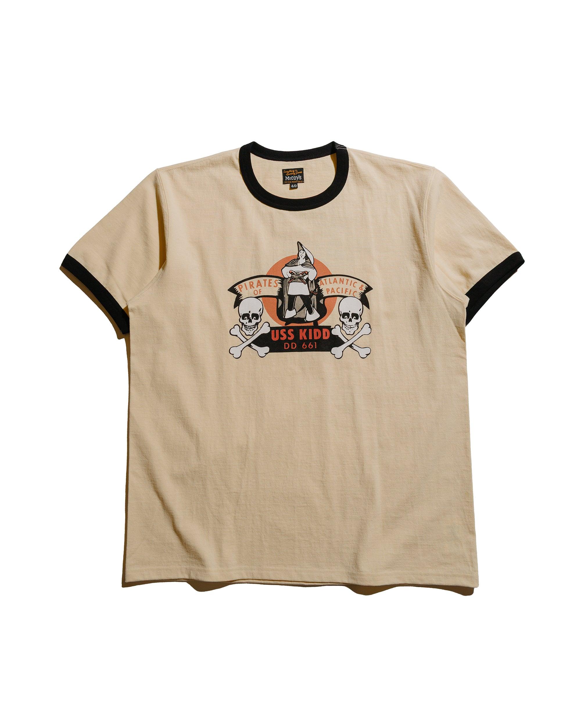 MC25005 Military Tee / USS Kidd Ecru/Black