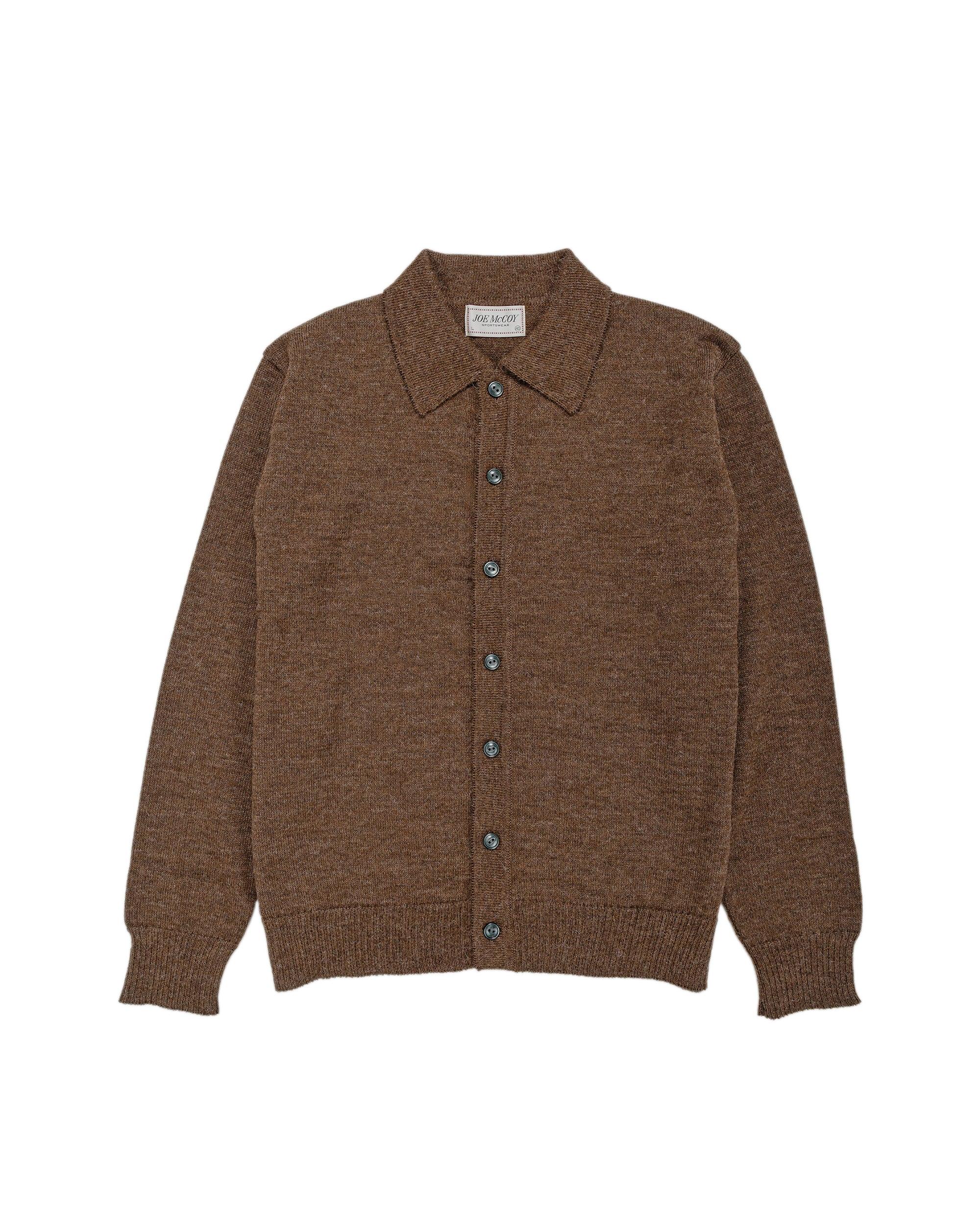MC25111 Alpaca Collar Knit Cardigan Brown