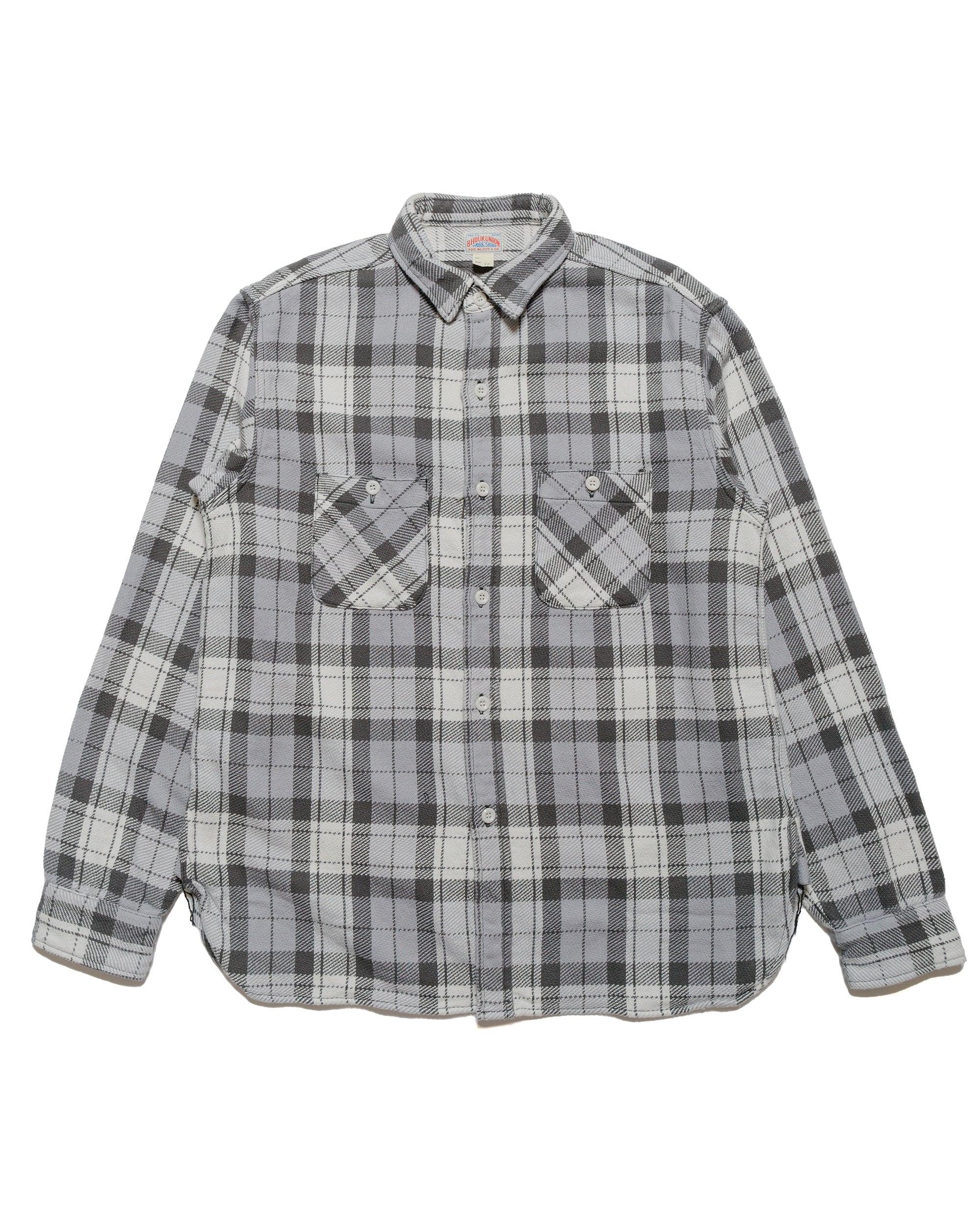 MS24007 8HU Block Check Summer Flannel Shirt Snow Gray