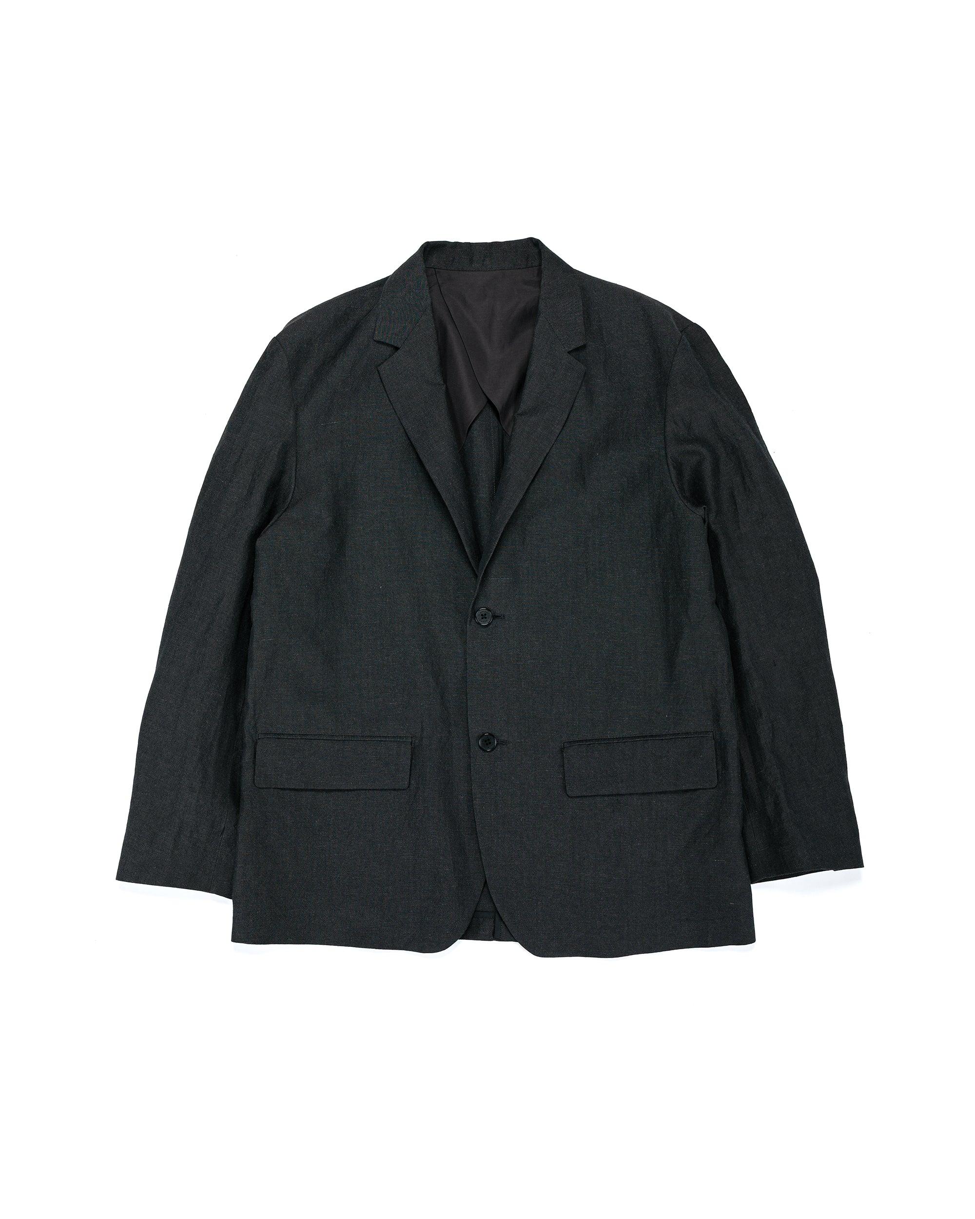 Wool Linen 2B Jacket Charcoal