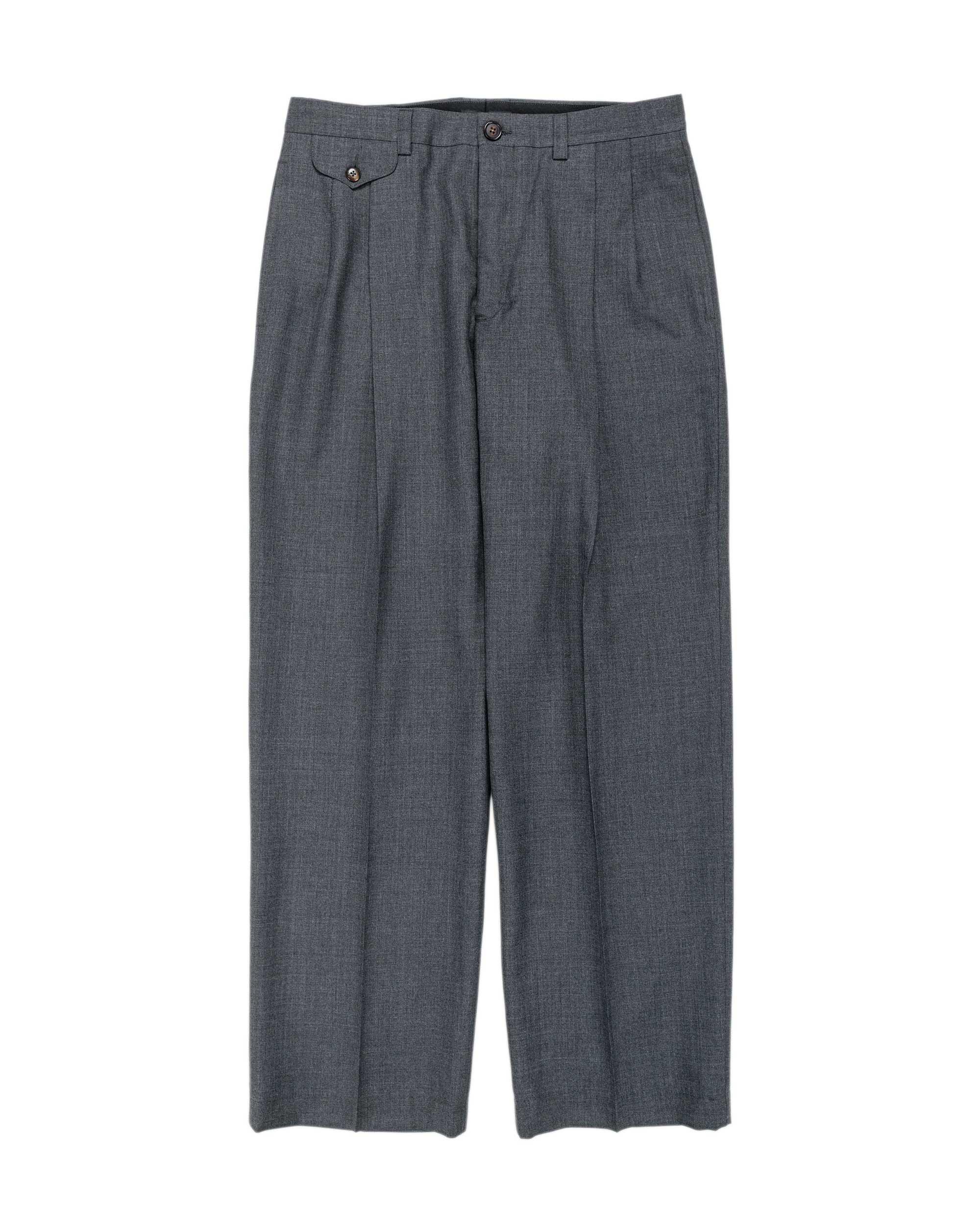 Double Pleated Trouser Merino Wool Slate