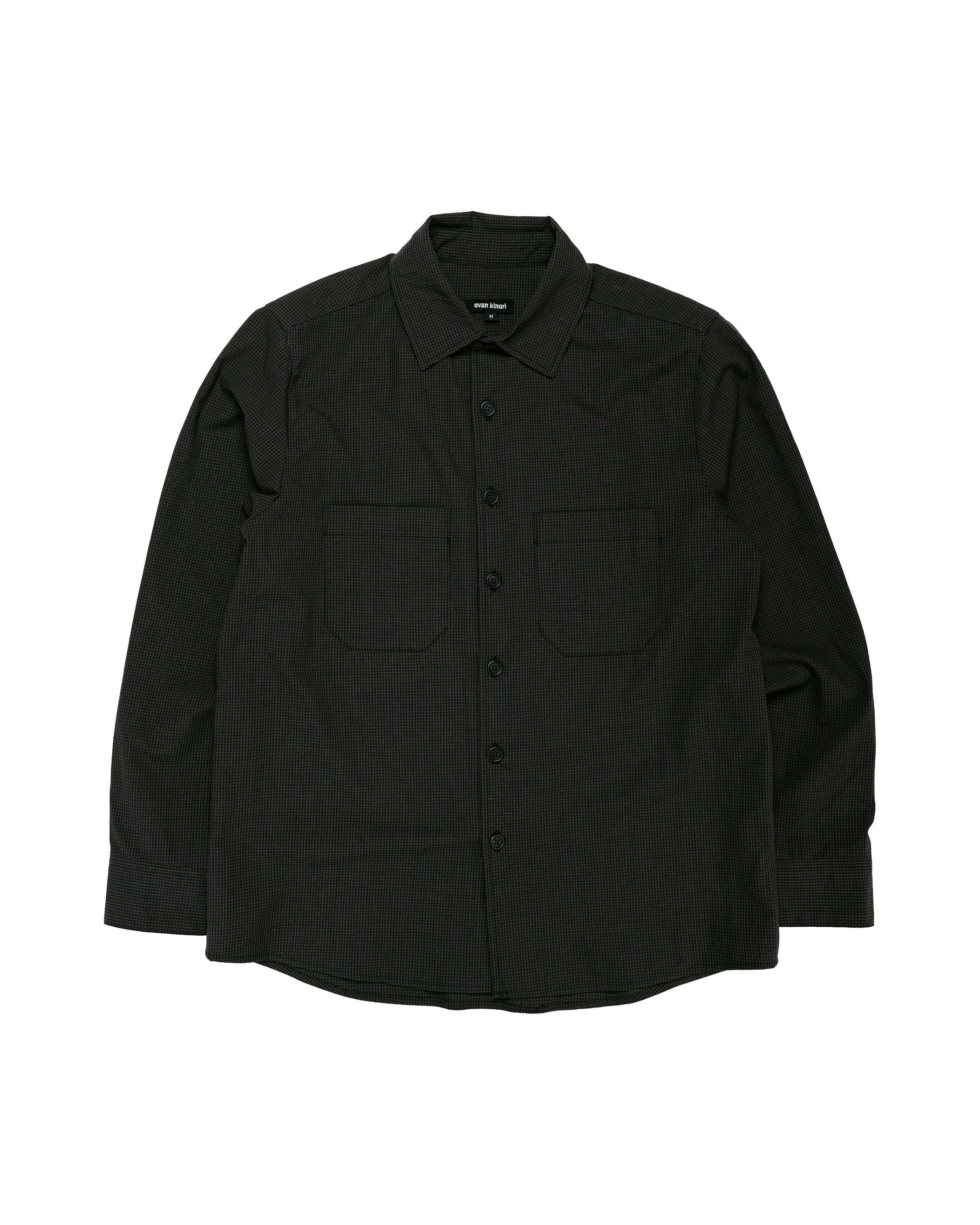 Two Pocket Shirt Worsted Wool Check Olive/Black
