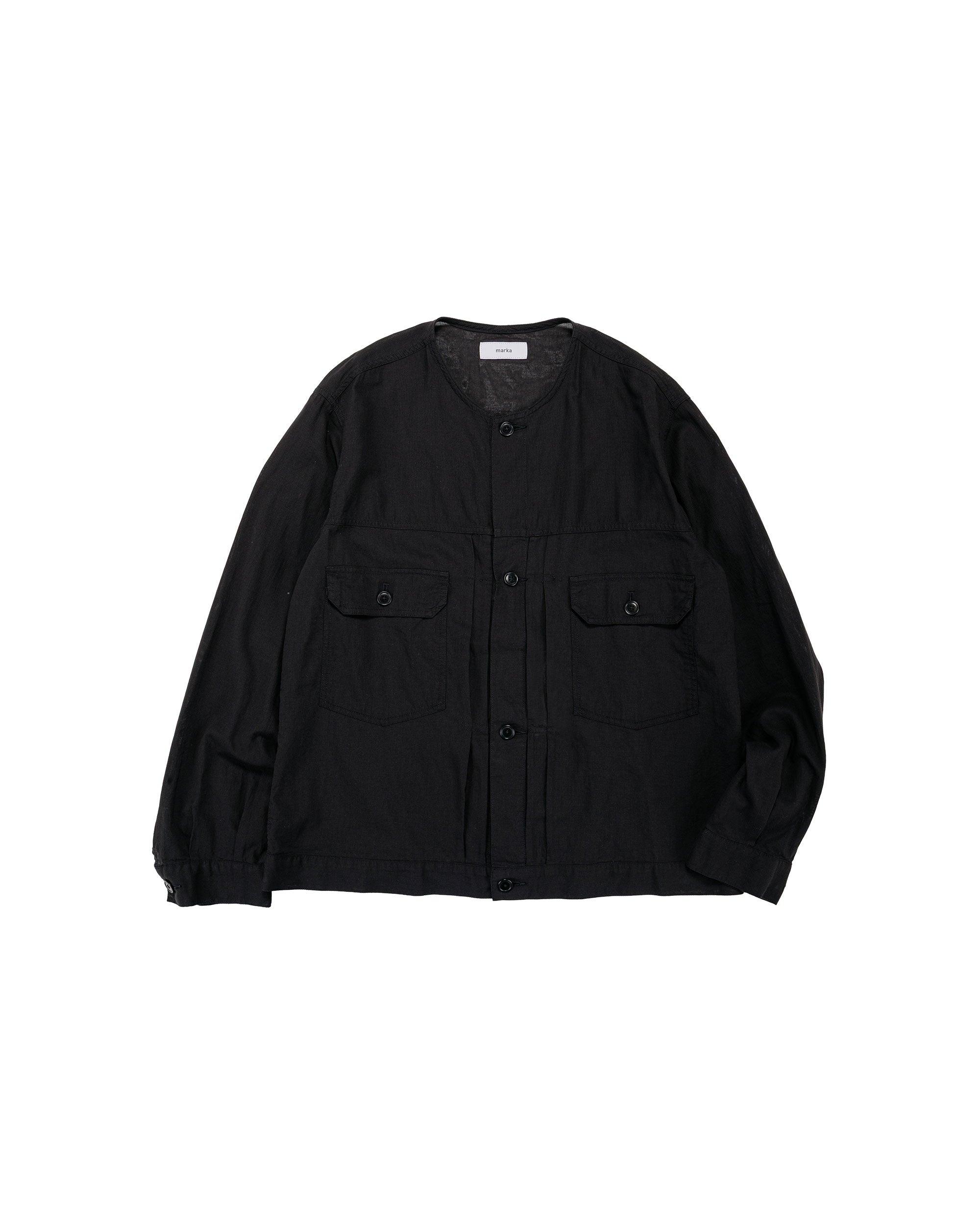 marka No Collar Tracker Jacket High Twisted Dobby Cloth Black