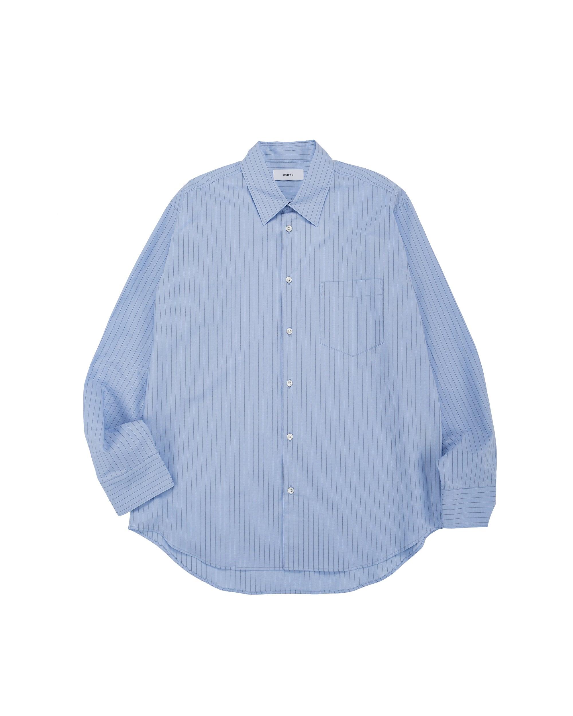 marka Regular Collar Shirt Organic Cotton Stripe Blue Stripe
