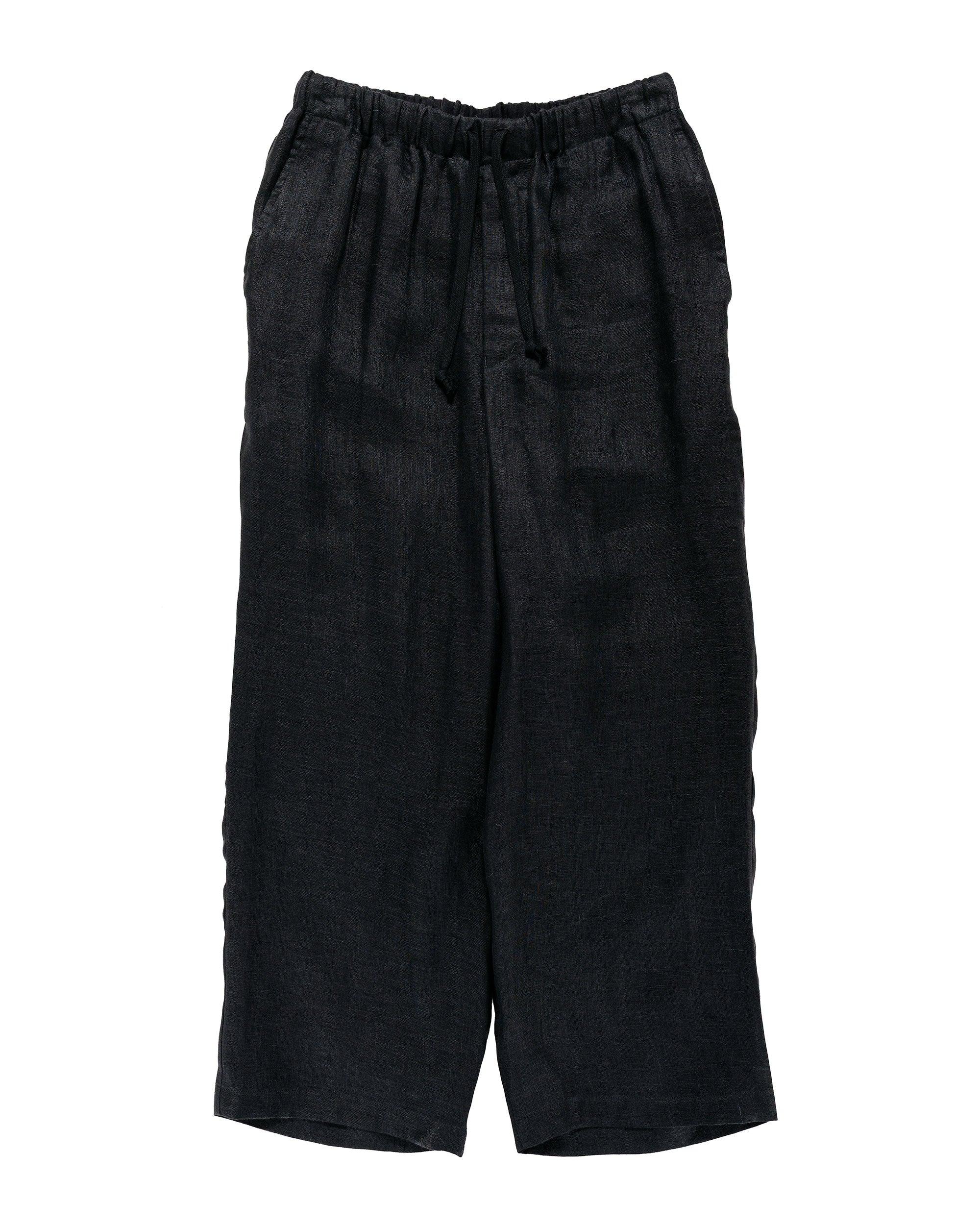 marka Wide Cylinder Fit Easy Pants Linen Gauze Double Cloth Black