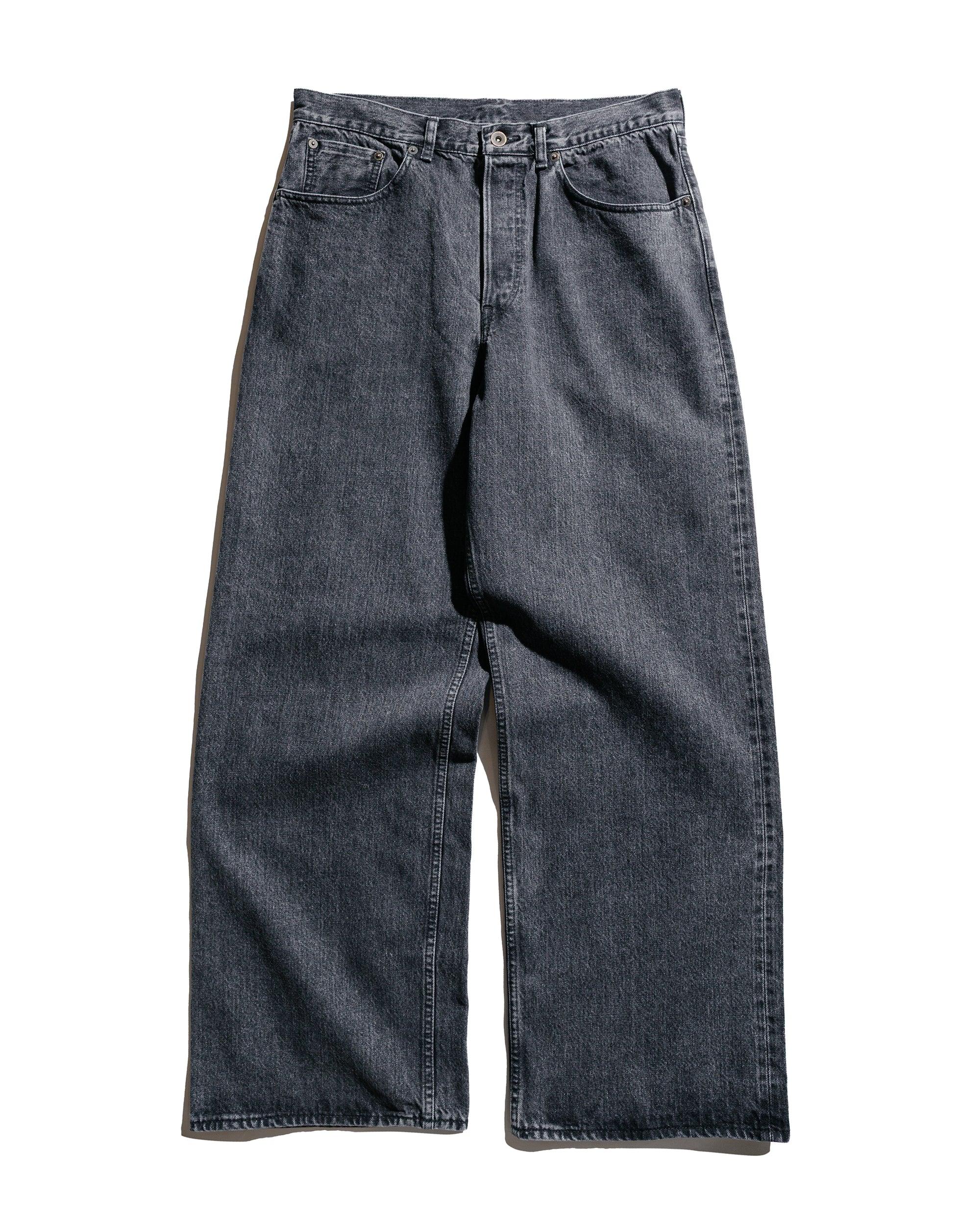 marka Wide Leg Jeans Organic Cotton 13.5oz Selvedge Denim Faded Black