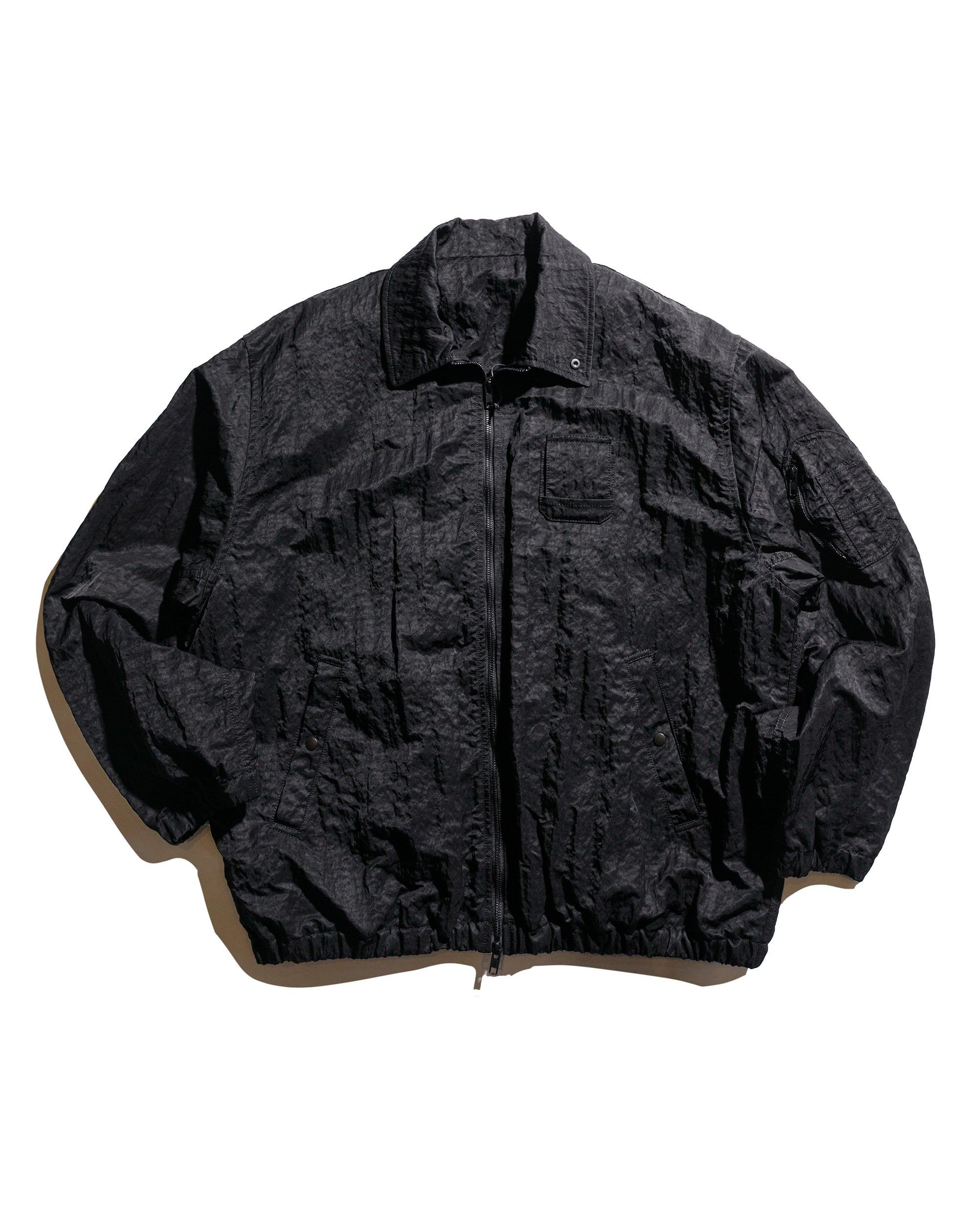 Bio Washed Nylon Oversized Fight Jacket Black