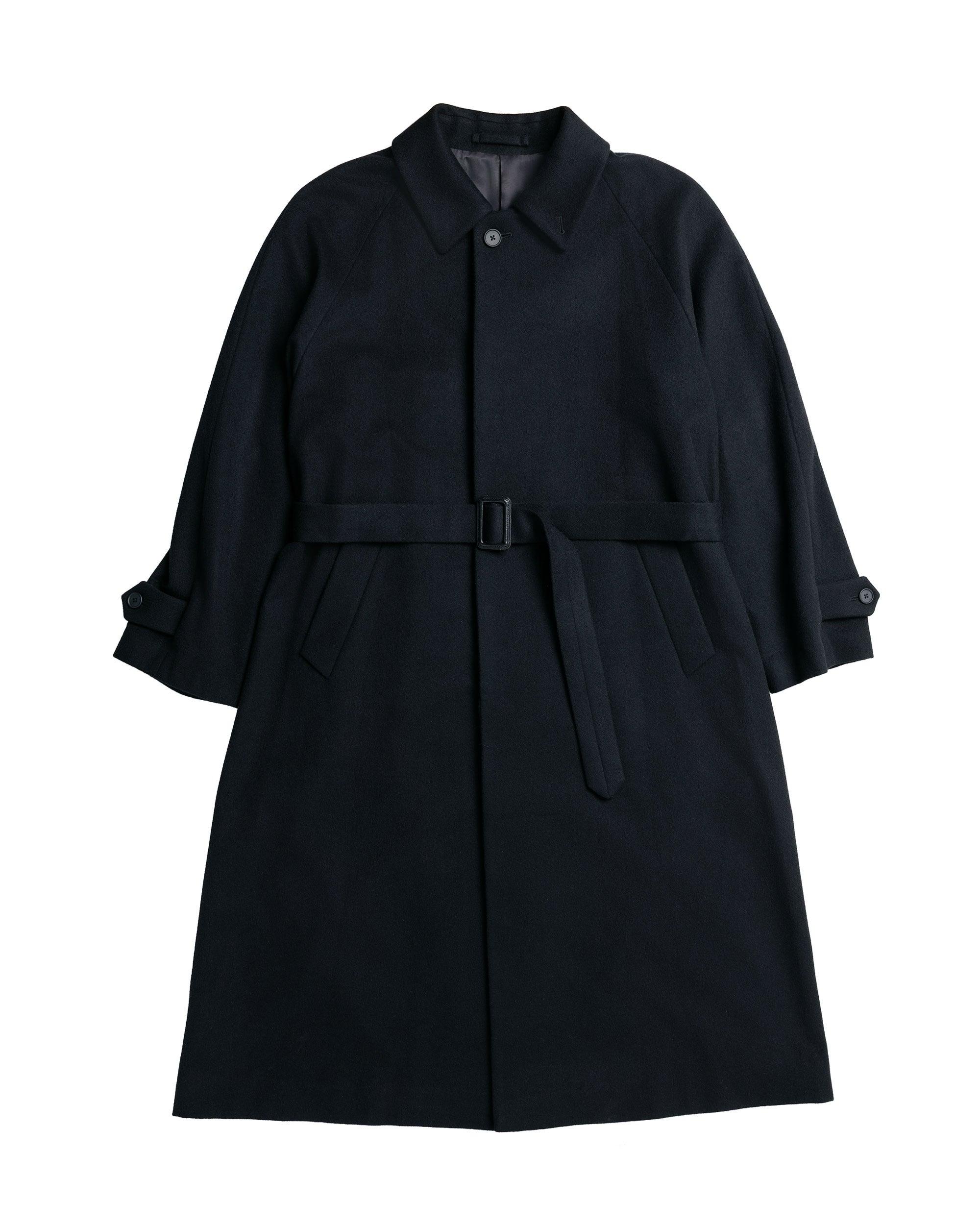 Wool Cashmere Raglan Sleeve Balmacaan Coat Black