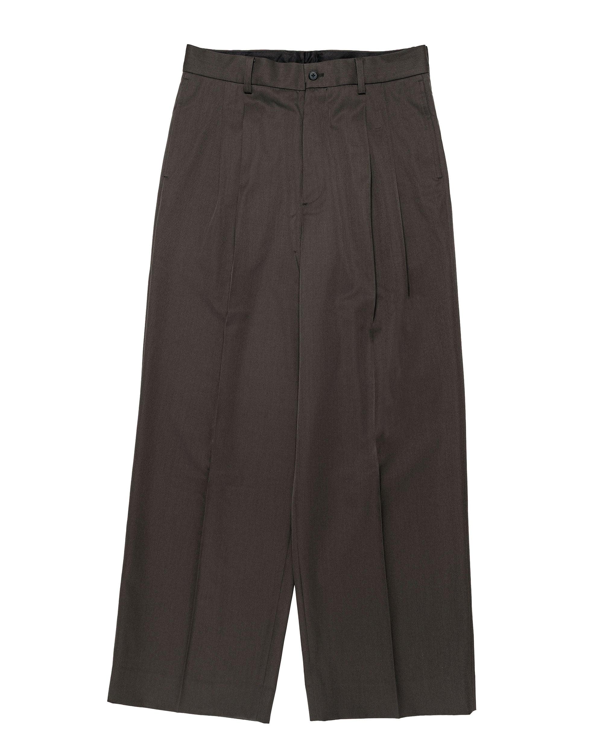 Long Wide Trousers Grey Khaki