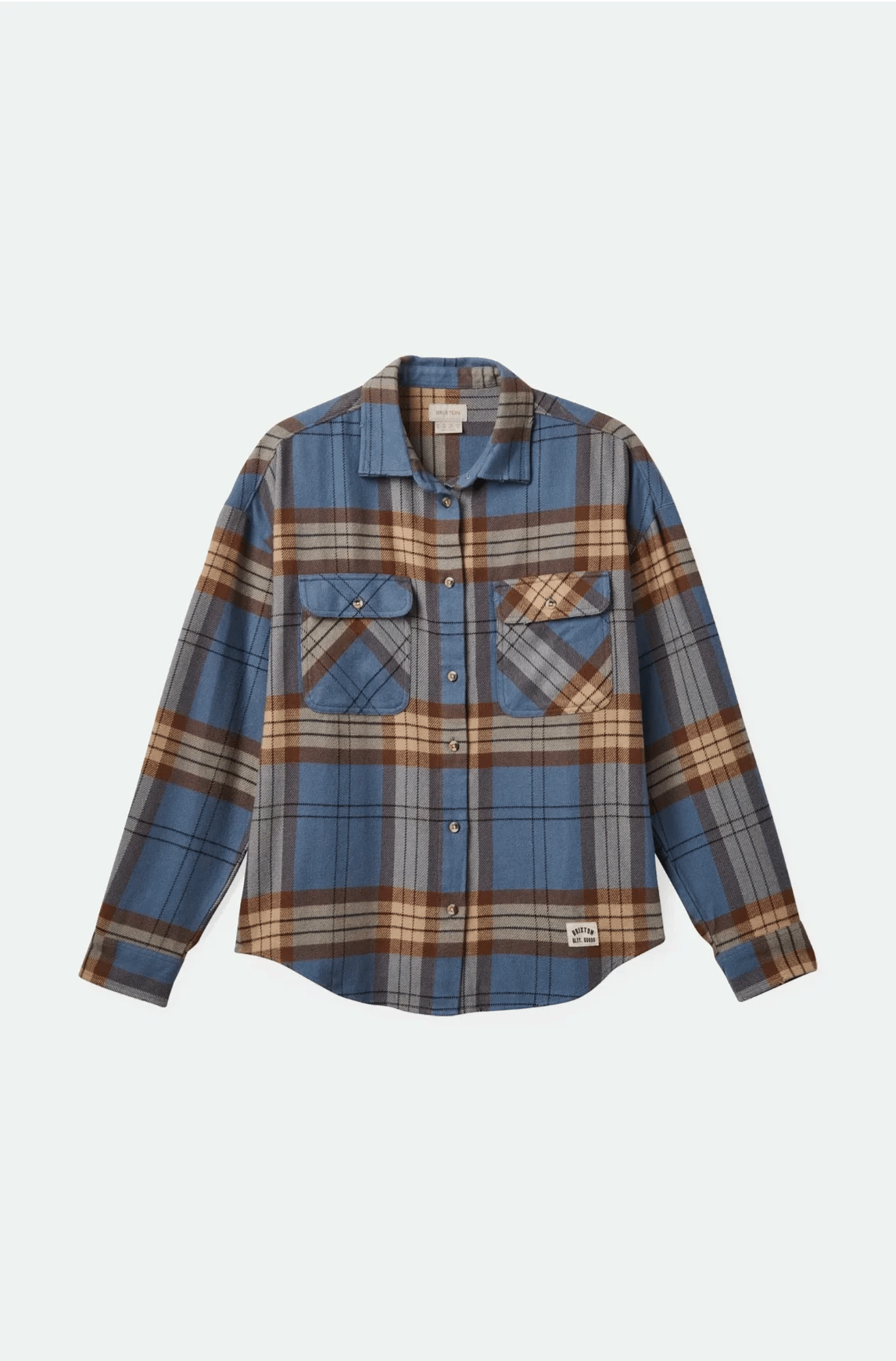 Brixton Women's Bowery Classic Flannel- Flint Blue/Pinecone Brown