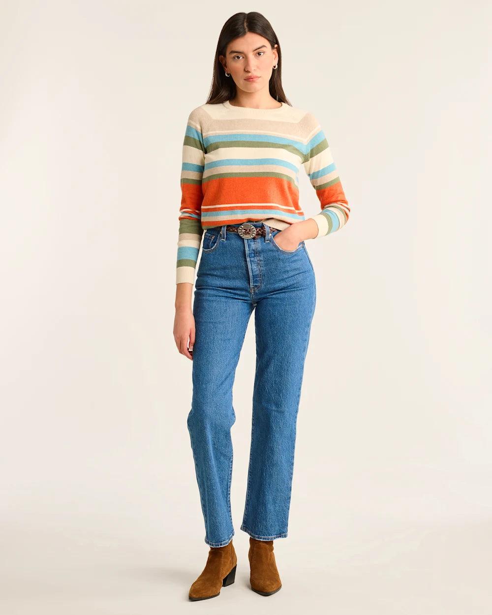 Women's Stripe Crewneck Pullover Ivory Multi