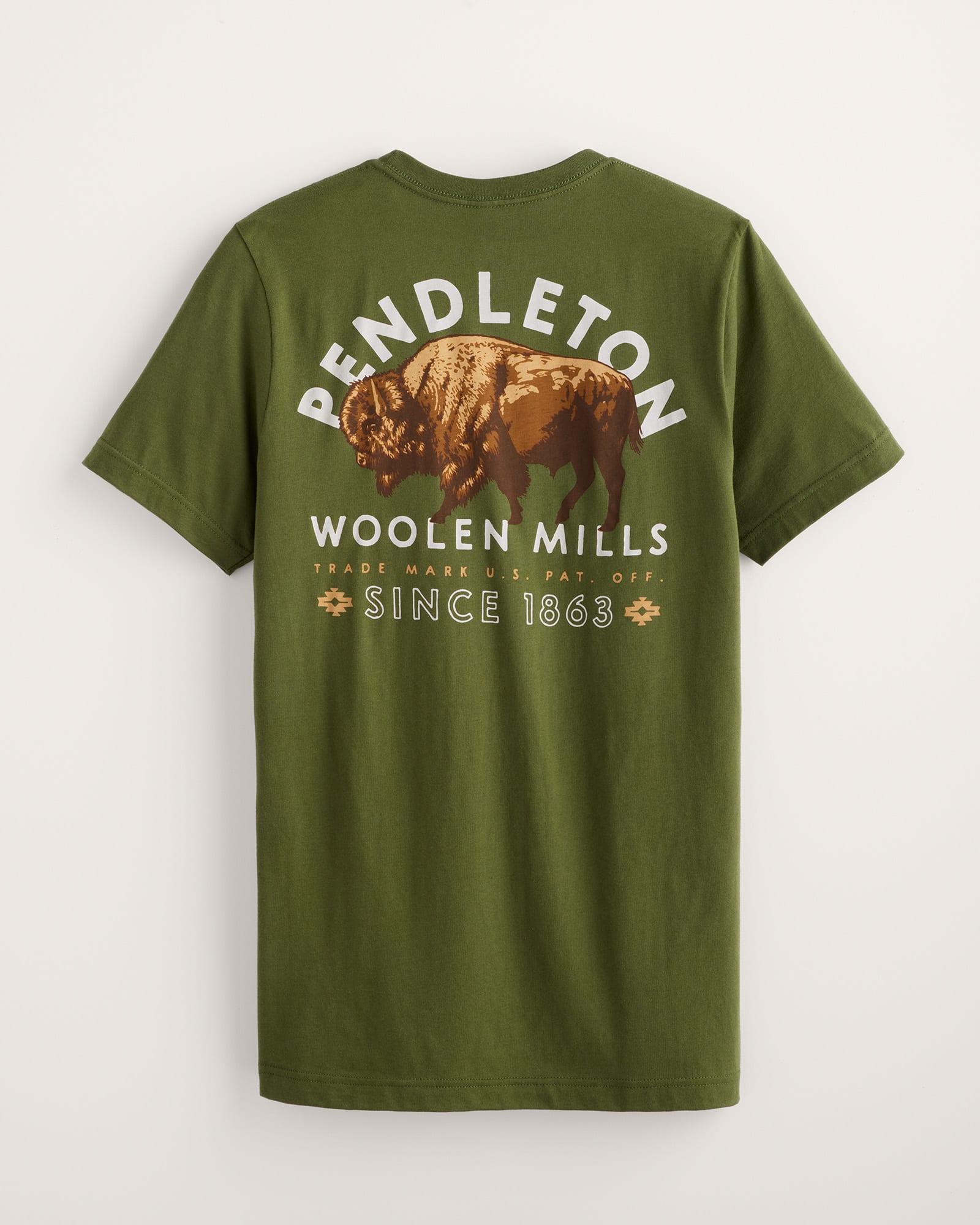 Men's Bison Graphic Tee - Military Green/ Multi