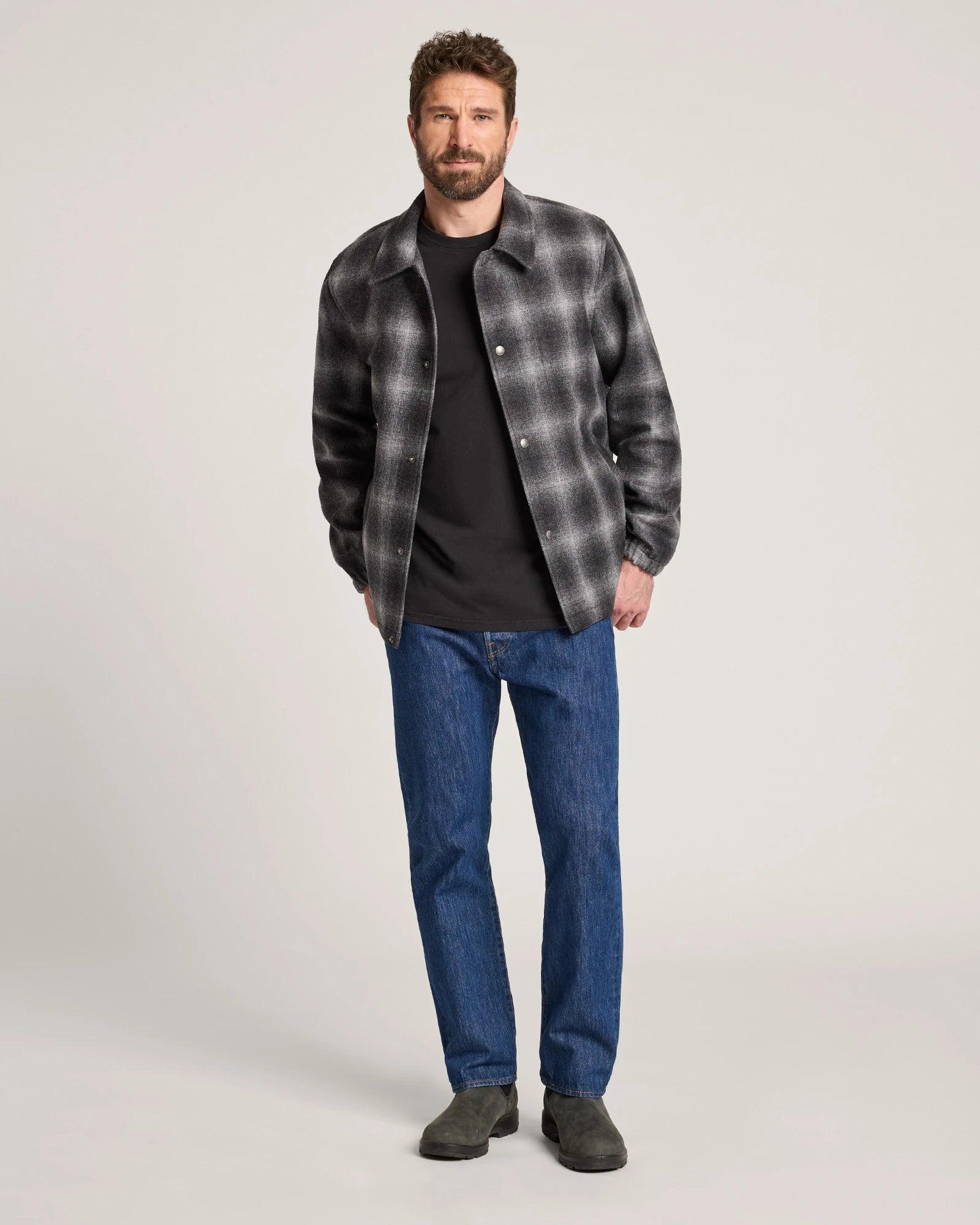 Men's Quilted Wool Coaches Jacket Oxford Mix Ombre - RK1326-32773