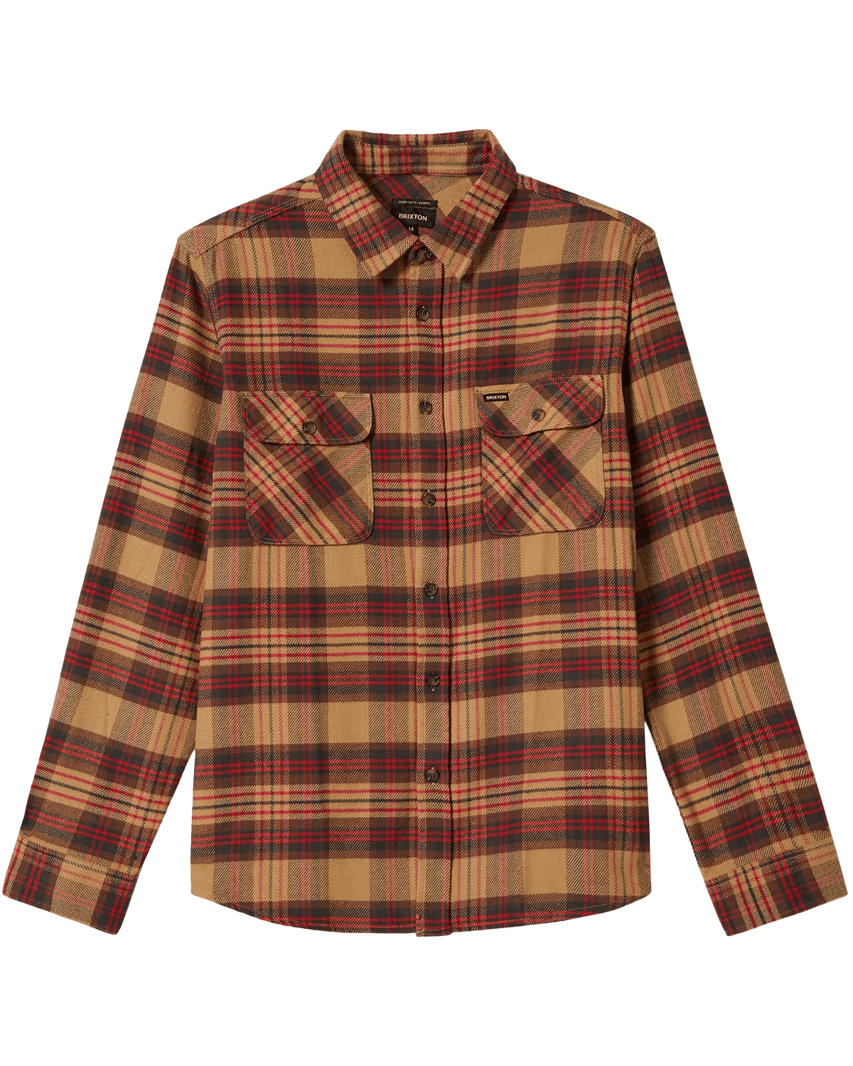 Brixton Men's Bowery Flannel - Curry /Black Washed/ Crimson- 01213